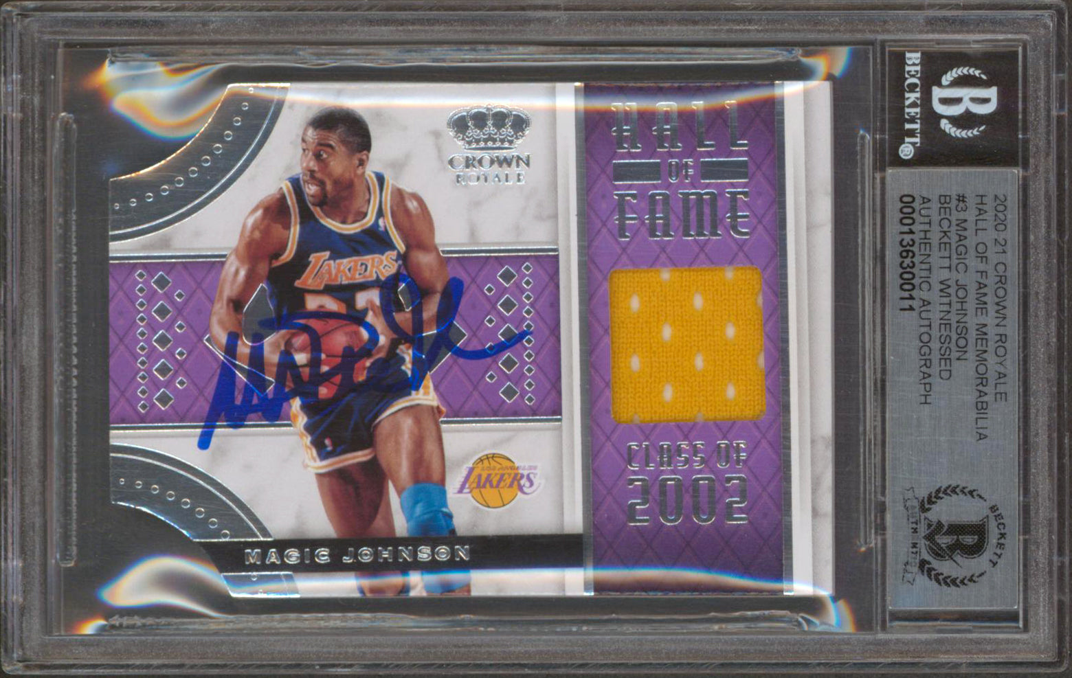 Lakers Magic Johnson Signed 2020 Crown Royale HOF Mem #3 Auto 10! BAS Slabbed