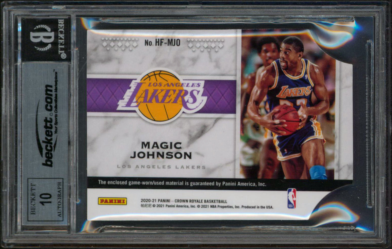 Lakers Magic Johnson Signed 2020 Crown Royale HOF Mem #3 Auto 10! BAS Slabbed