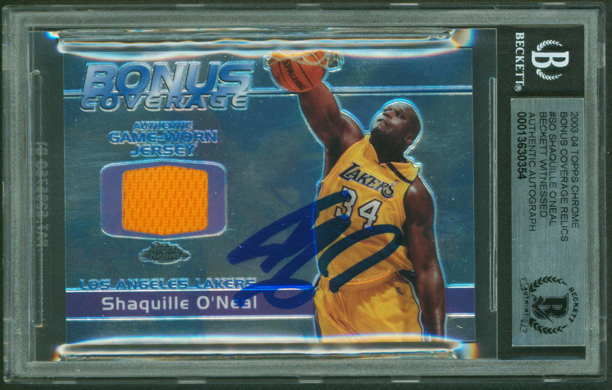 Shaquille O'Neal Signed 2003 Topps Chrome Bonus Relics #SO Card Auto 10 BAS Slab
