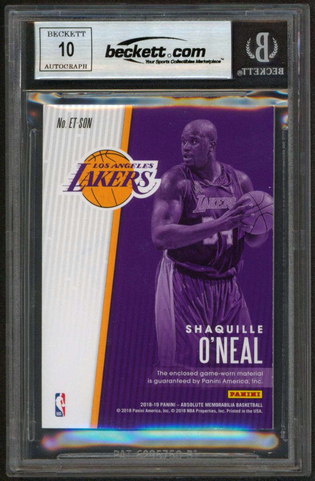 Shaquille O'Neal Signed 18 Absolute Mem Level 2 #7 131/149 Card Auto 10 BAS Slab