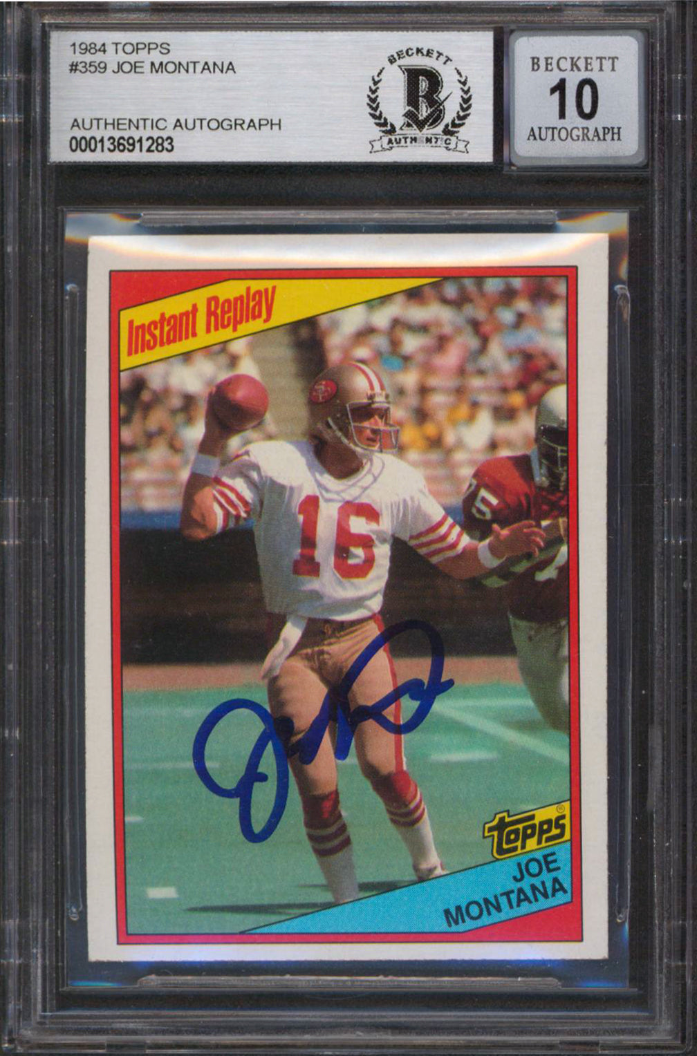 49ers Joe Montana Signed 1984 Topps #359 Card Auto Graded Mint 10! BAS Slabbed