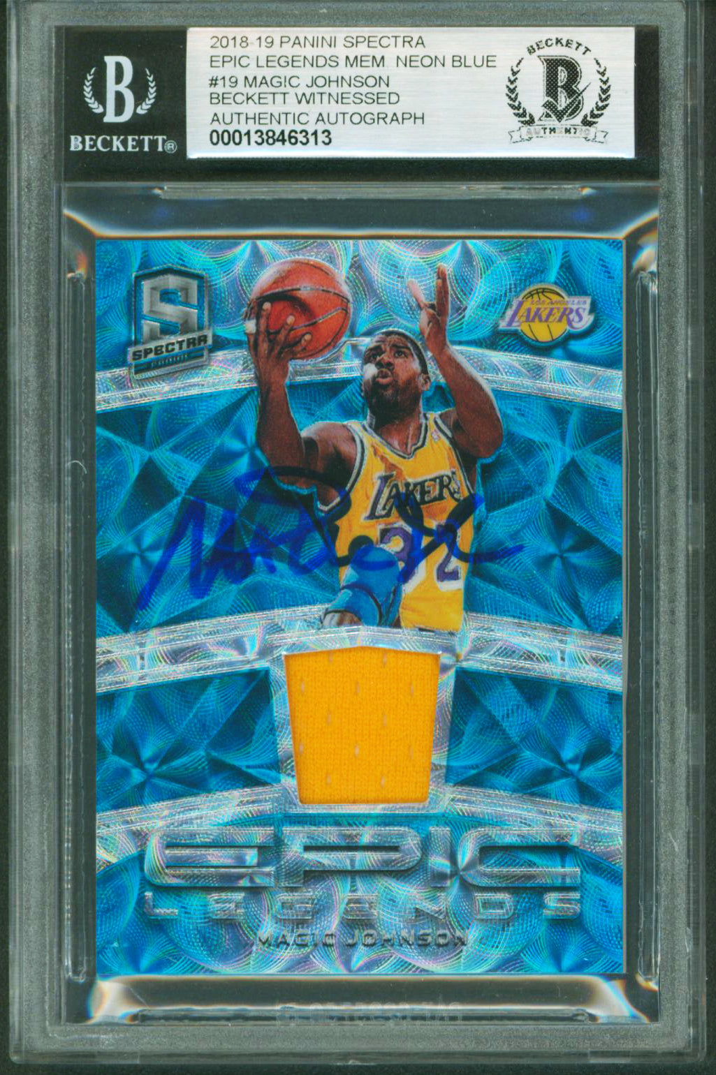 Magic Johnson Signed 2018 Specra Epic Legends #19 21/49 Card Auto 10! BAS Slab