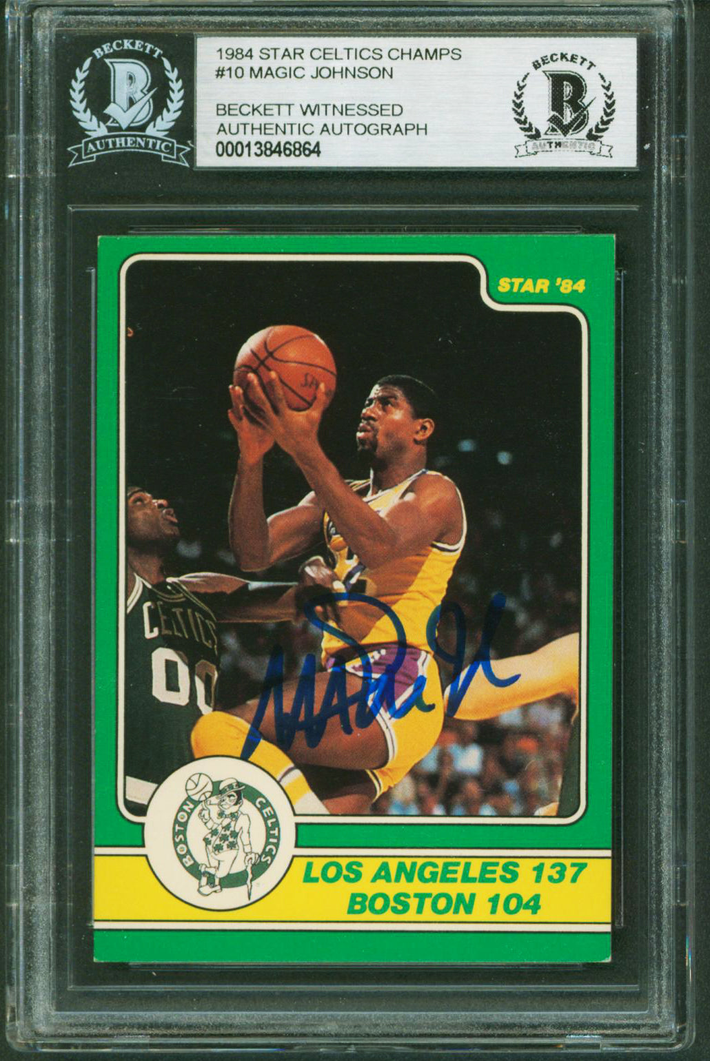 Lakers Magic Johnson Authentic Signed 1984 Star Celtics Champs #10 Card BAS Slab