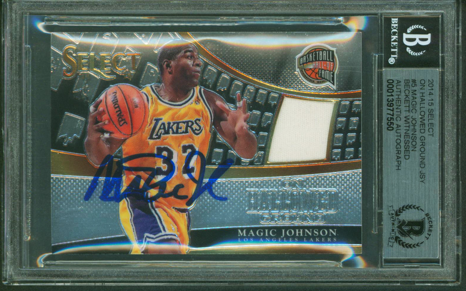 Magic Johnson Signed 2014 Panini Select OHG #5 140/149 Card Auto 10! BAS Slabbed