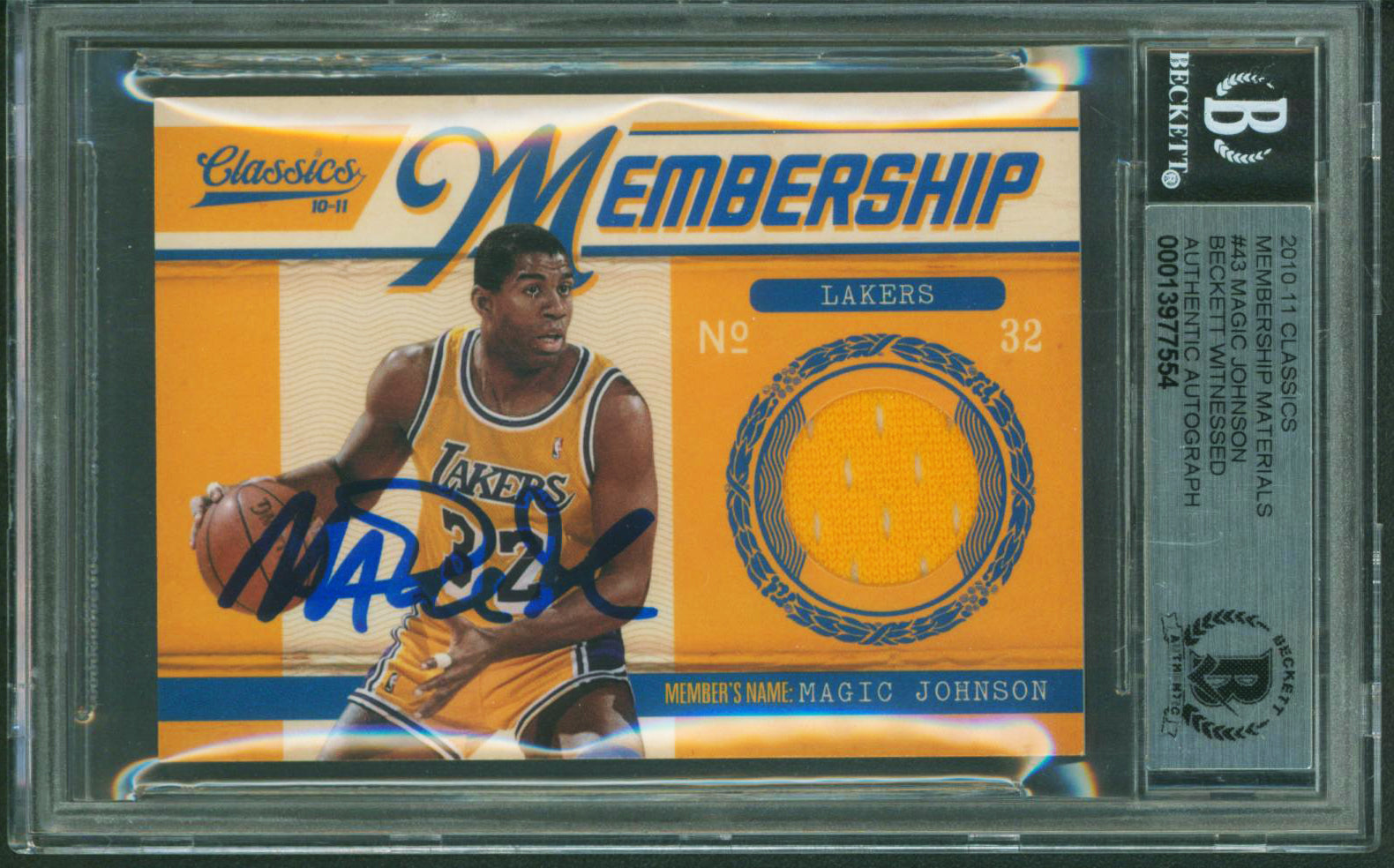 Magic Johnson Signed 2010 Classics Membership #43 9/100 Card Auto 10 BAS Slabbed