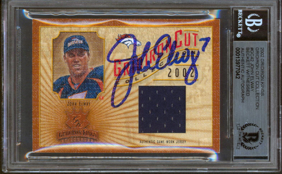 John Elway Signed 2002 Gridiron Kings #GC42 299/400 Card Auto 10! BAS Slabbed