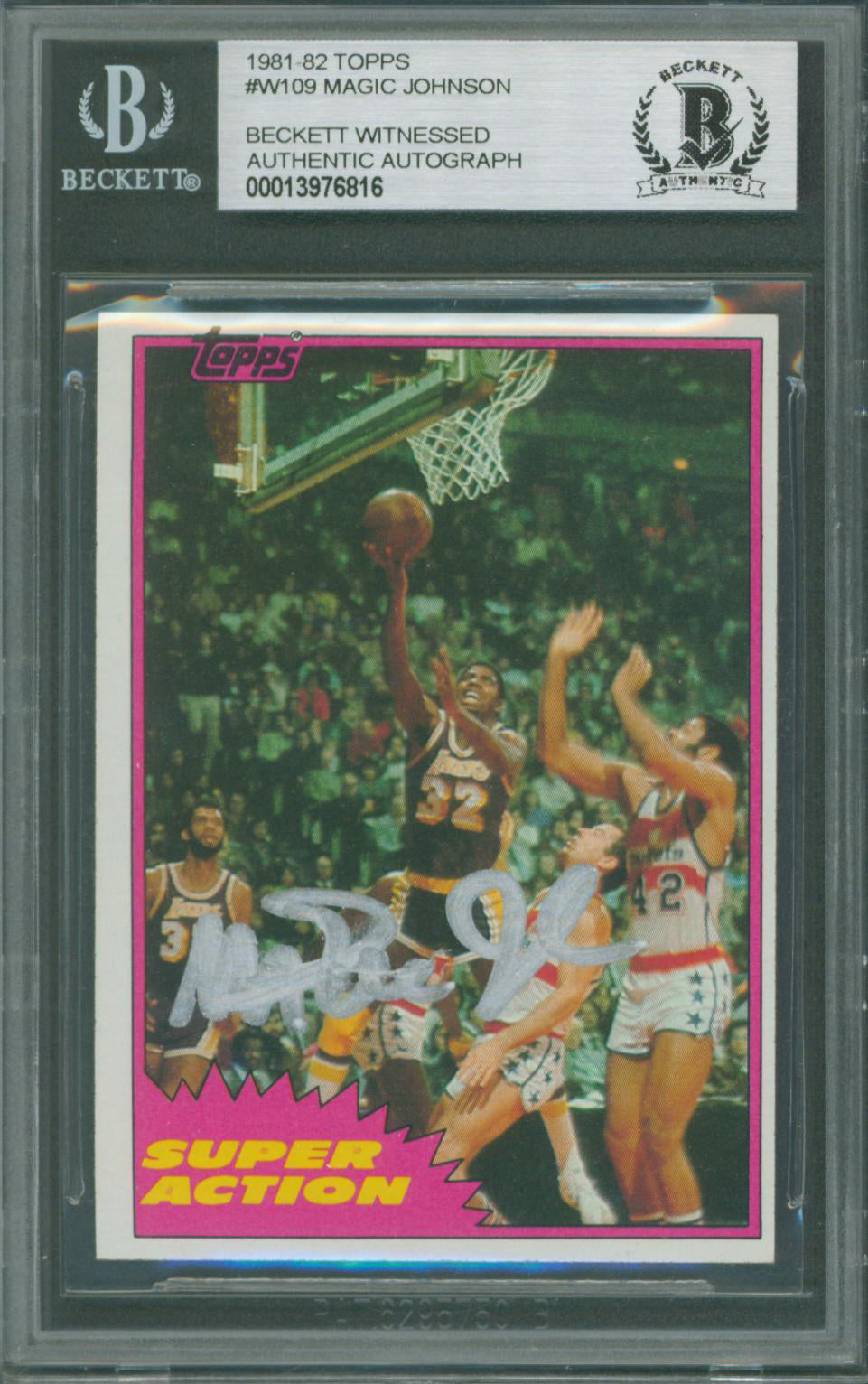 Lakers Magic Johnson Authentic Signed 1981 Topps #W109 Card BAS Slabbed