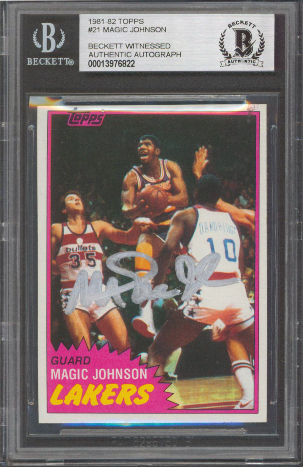 Lakers Magic Johnson Signed 1981 Topps #21 Card Autographed BAS Slabbed