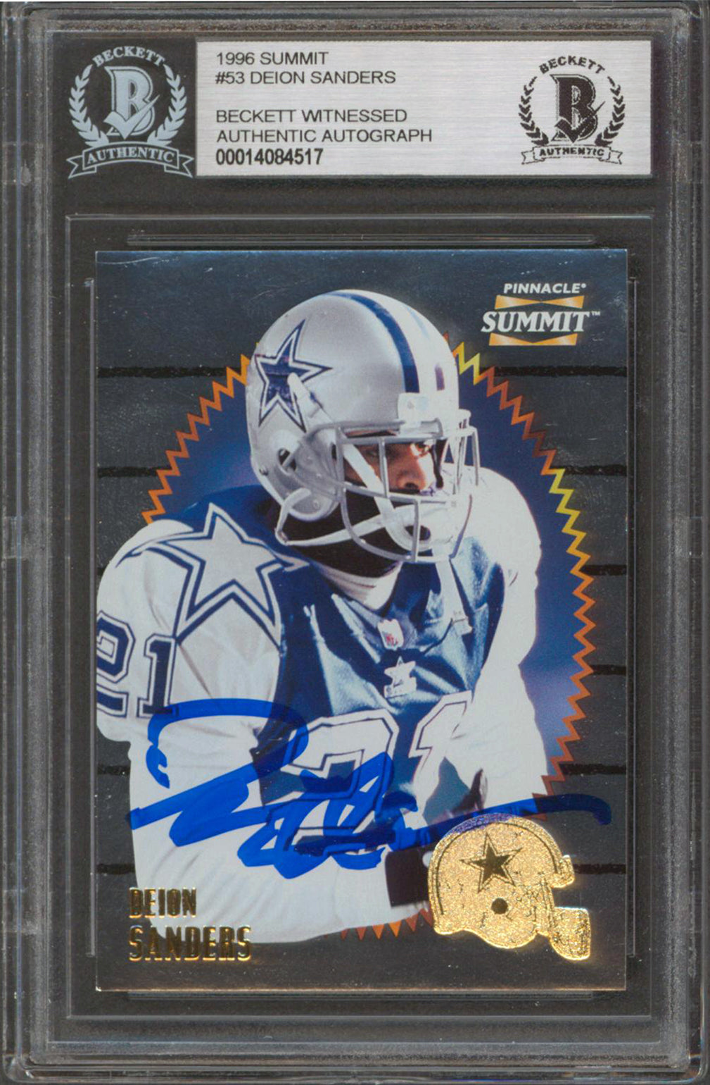 Cowboys Deion Sanders Authentic Signed 1996 Summit #53 Card Autographed BAS Slab