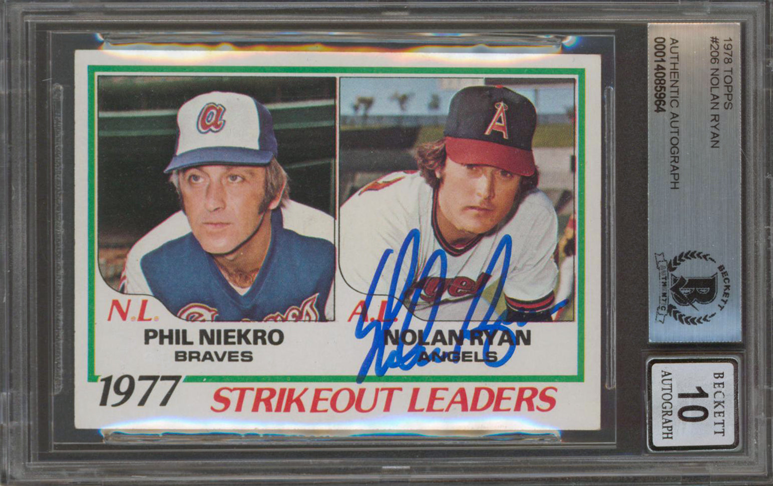 Angels Nolan Ryan Authentic Signed 1978 Topps #206 Card Auto Graded 10! BAS Slab