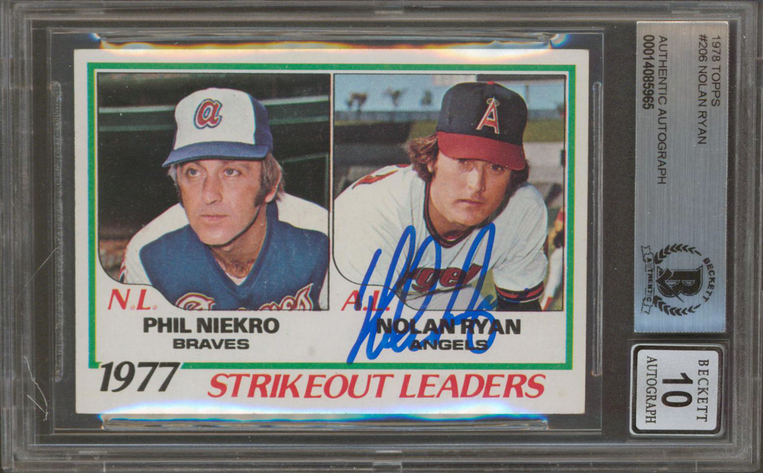 Angels Nolan Ryan Authentic Signed 1978 Topps #206 Card Auto Graded 10! BAS Slab