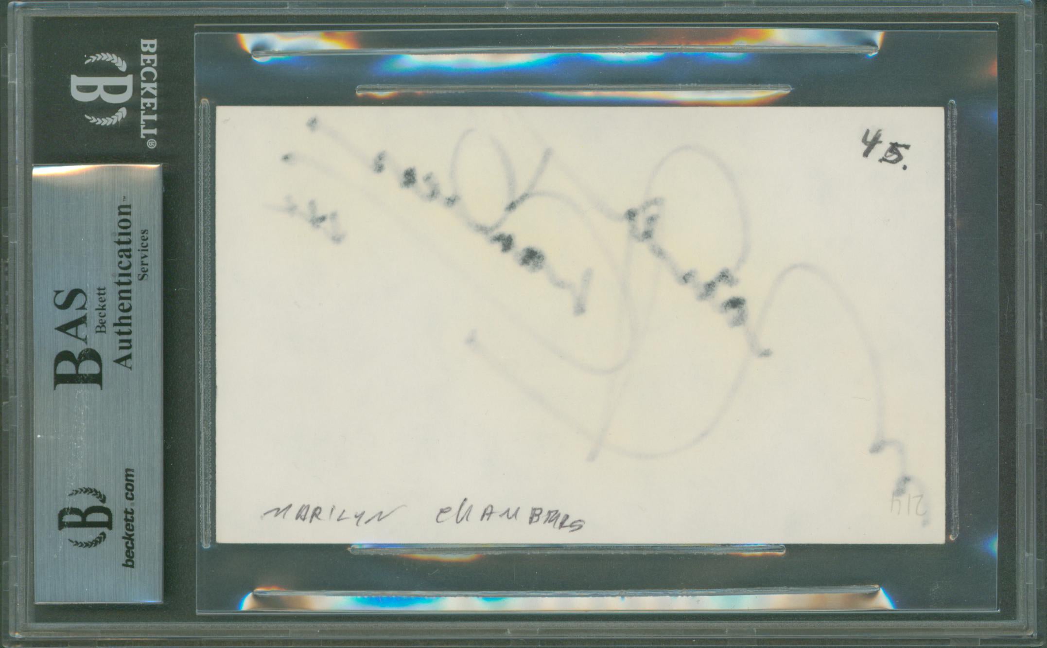 Marilyn Chambers Rabid Authentic Signed 3x5 Index Card Autographed BAS Slabbed