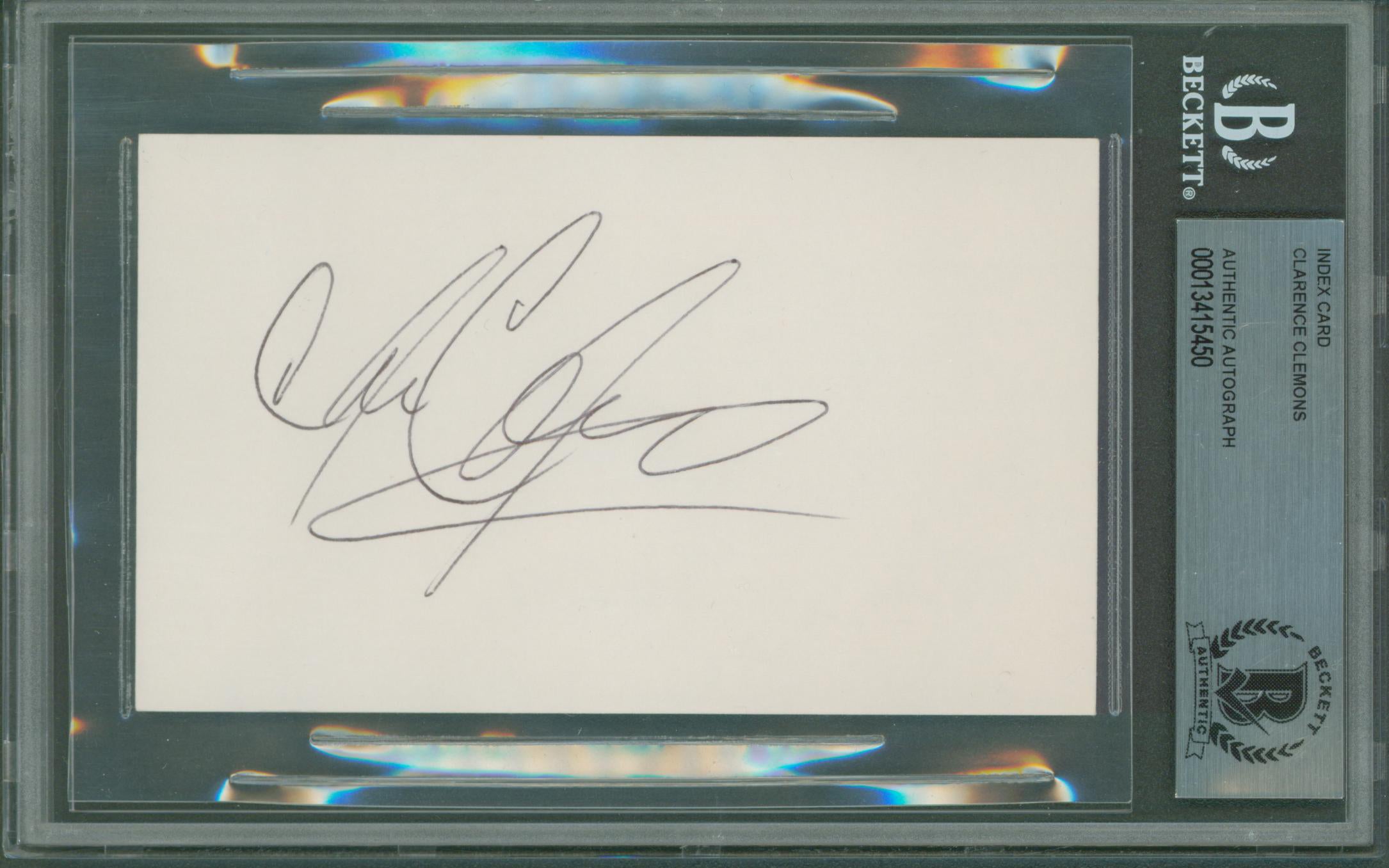 Clarence Clemons E Street Band Authentic Signed 3x5 Index Card BAS Slabbed