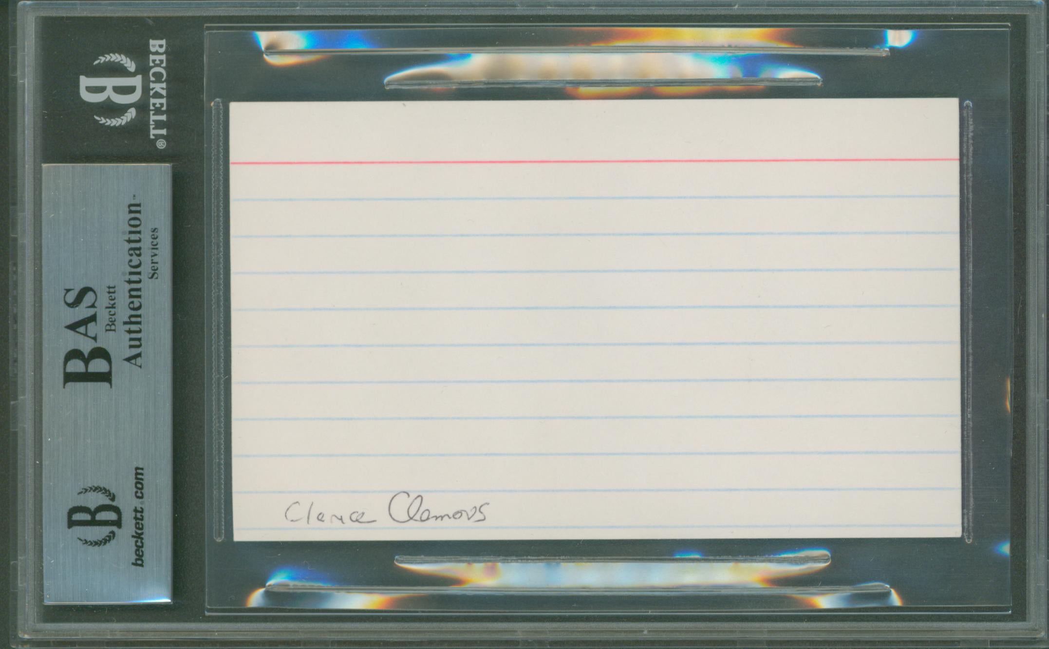Clarence Clemons E Street Band Authentic Signed 3x5 Index Card BAS Slabbed