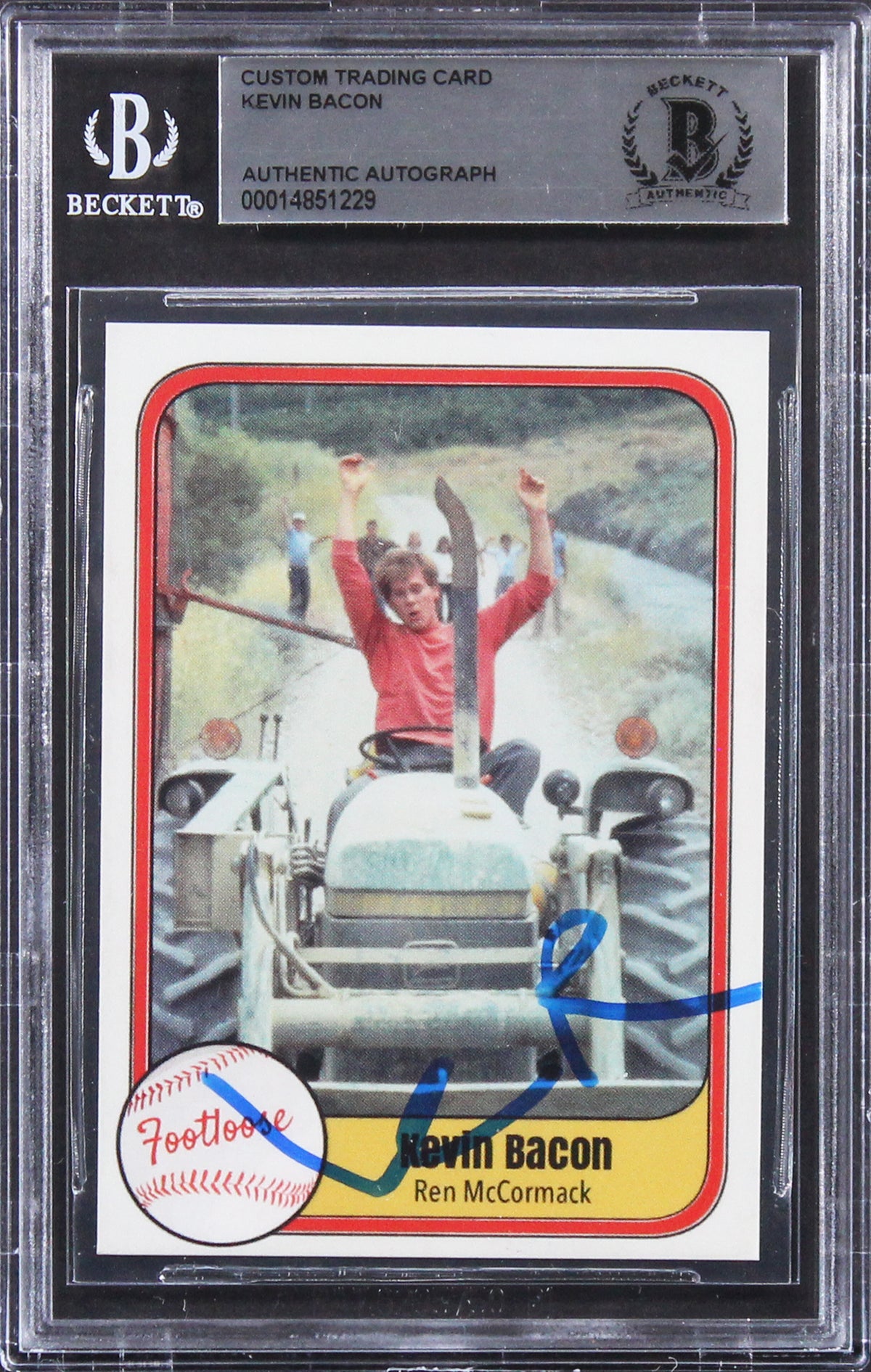 Kevin Bacon Footloose Signed Ren McCormack Custom Trading Card Card BAS Slabbed
