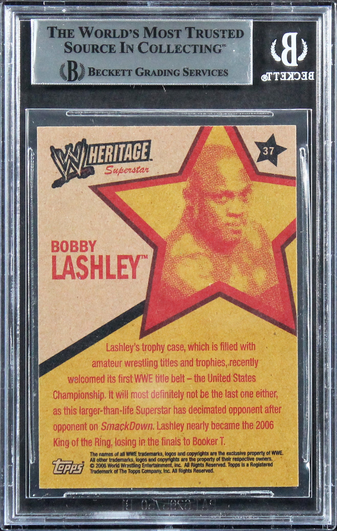Bobby Lashley Authentic Signed 2006 Topps Heritage II WWE #37 Card BAS Slabbed