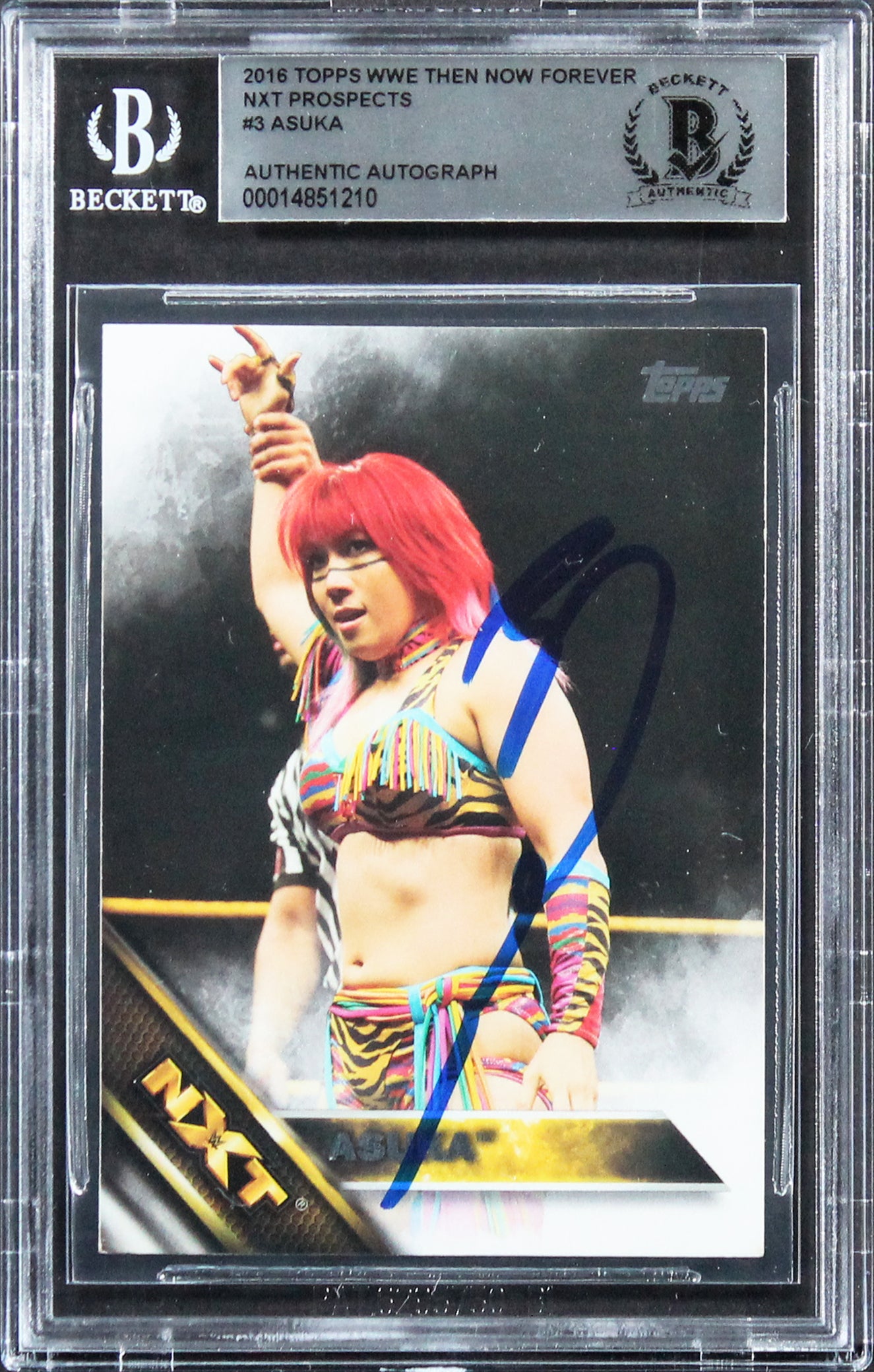 Asuka Signed 2016 Topps WWE Then Now Forever NXT Prospects #3 Card BAS Slabbed
