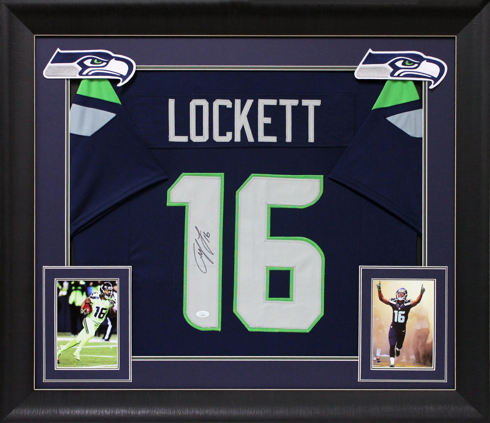 Tyler Lockett Authentic Signed Navy Blue Pro Style Framed Jersey Autog