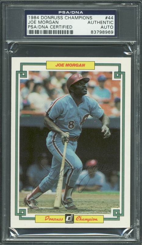 Phillies Joe Morgan Authentic Signed Card 1984 Donruss Action #44 PSA Slabbed