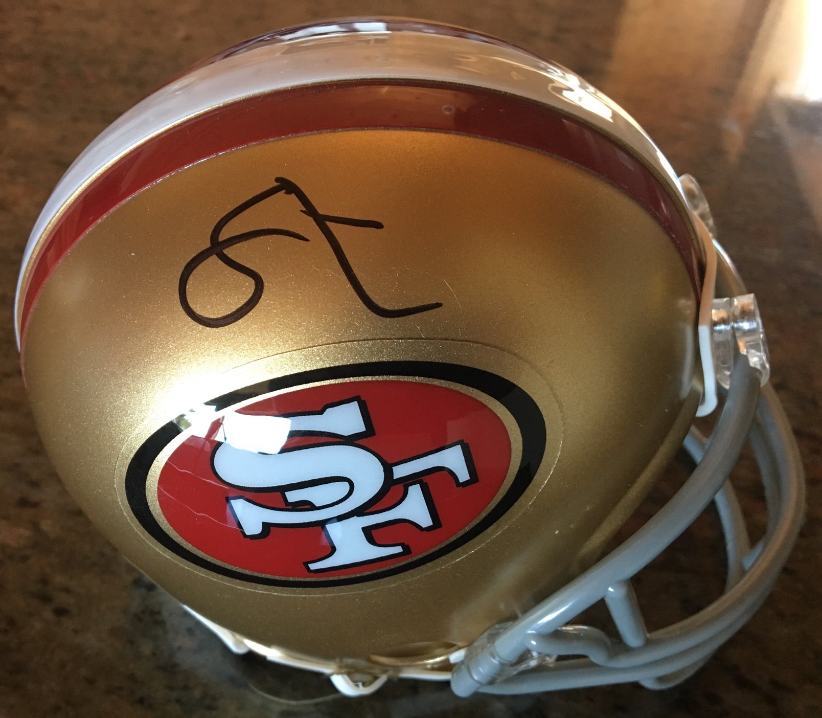 49ers Soloman Thomas Authentic Signed Mini Helmet w/ PPC COA & Signing Picture