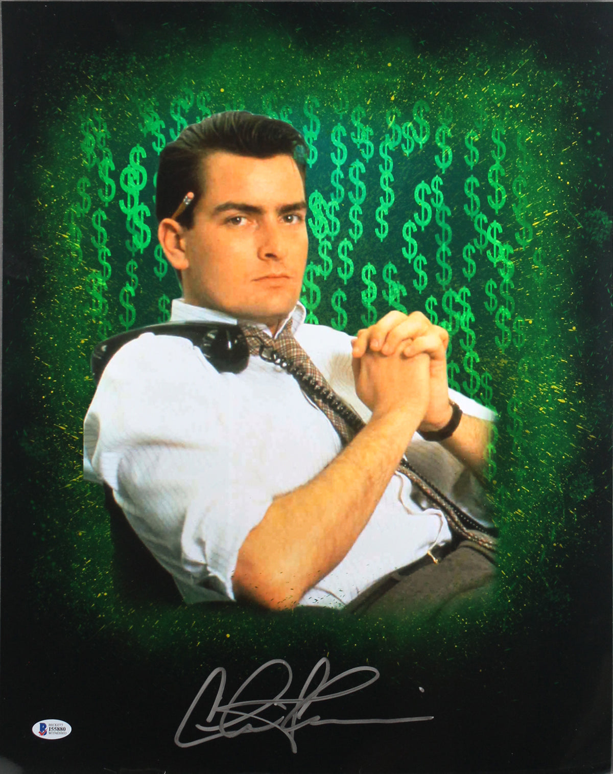 Charlie Sheen Wall Street Authentic Signed 16X20 Photo Autographed BAS Witnessed