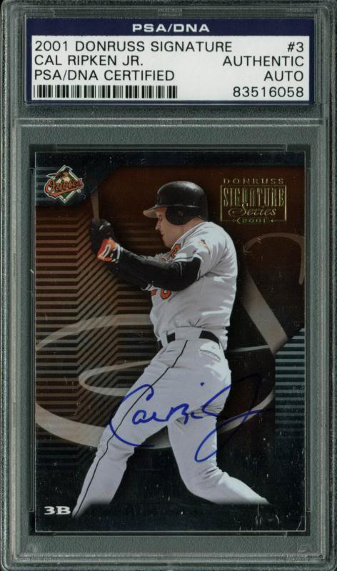Orioles Cal Ripken Jr. Signed Card 2001 Donruss Signature #3 PSA/DNA Slabbed