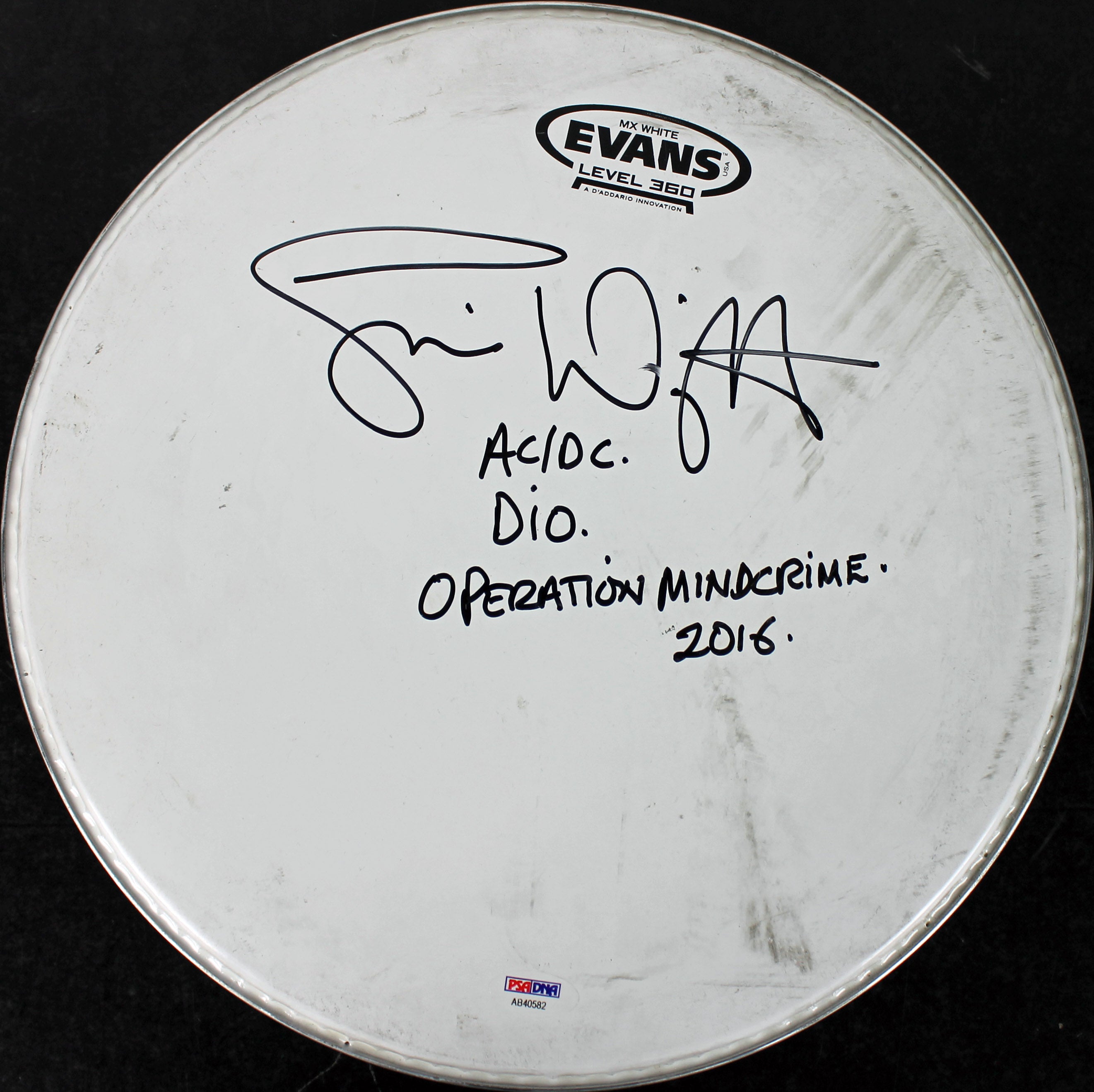 Simon Wright "AC/DC DIO Operation Mindcrime" Signed 13 Inch Drumhead PSA AB40582