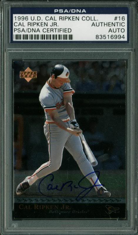 Orioles Cal Ripken Jr. Signed Card 1996 U.D. Ripken Coll. #16 PSA/DNA Slabbed
