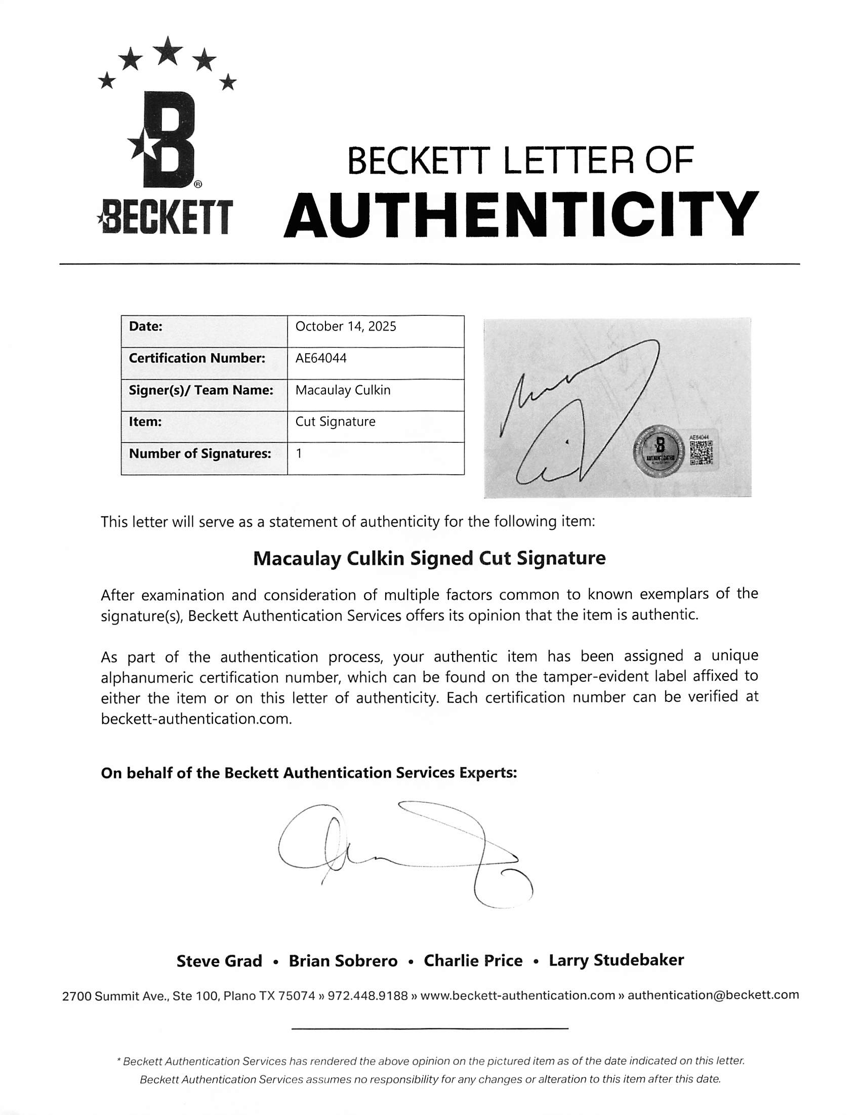 MaCaulay Culkin & Devin Ratray Home Alone Authentic Signed Framed Display BAS