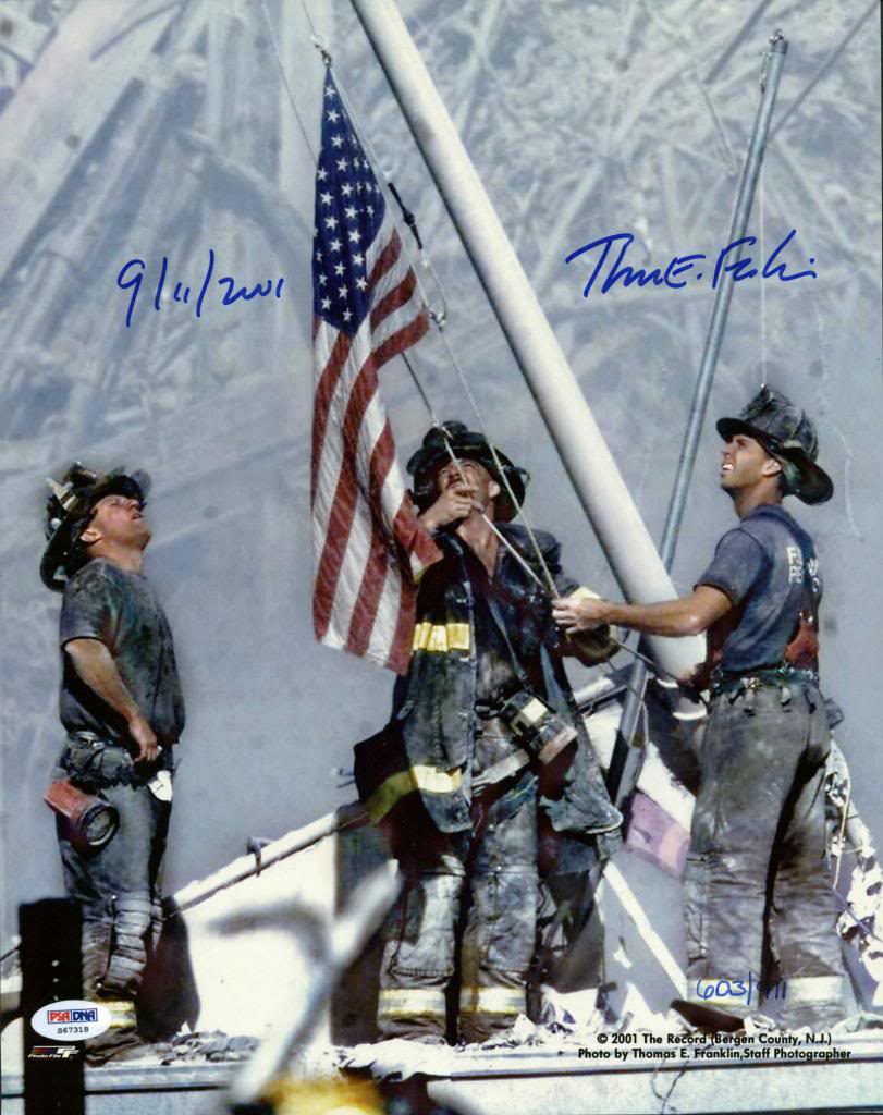 9/11 Photo - 3 Firefighters Raising Flag Signed By Thomas E. Franklin PSA/DNA