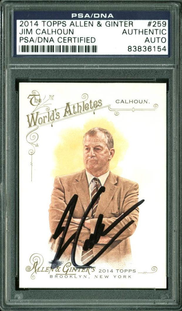 Uconn Jim Calhoun Signed Card 2014 Topps Allen & Ginter #259 PSA/DNA Slabbed