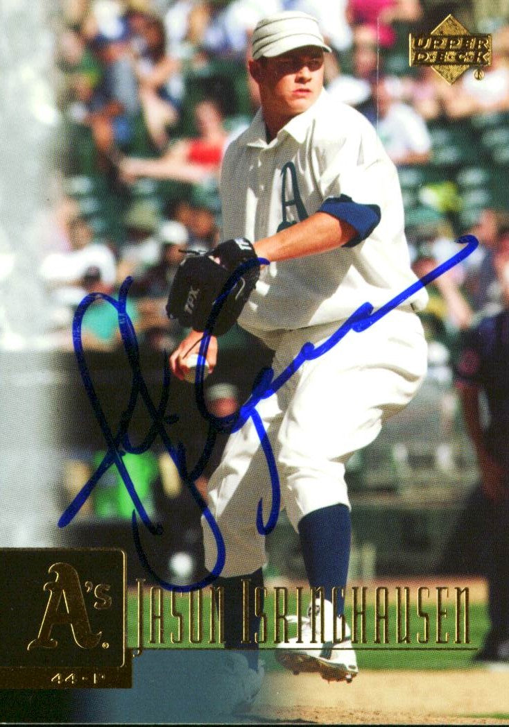 Athletics Jason Isringhausen Authentic Signed Card 2001 Upper Deck #58 w/ COA