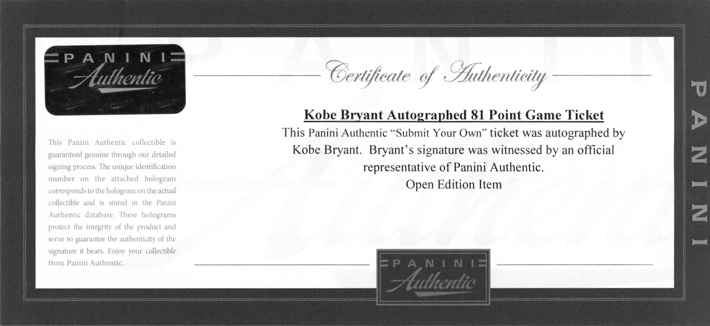 Lakers Kobe Bryant Signed 2006 81 Point Game Full Ticket Stub PSA/DNA Slabbed