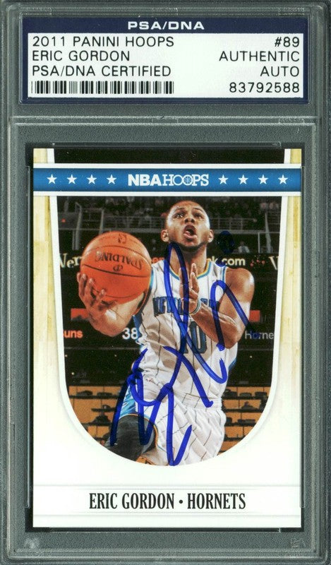 Hornets Eric Gordon Authentic Signed Card 2011 Panini Hoops #89 PSA/DNA Slabbed