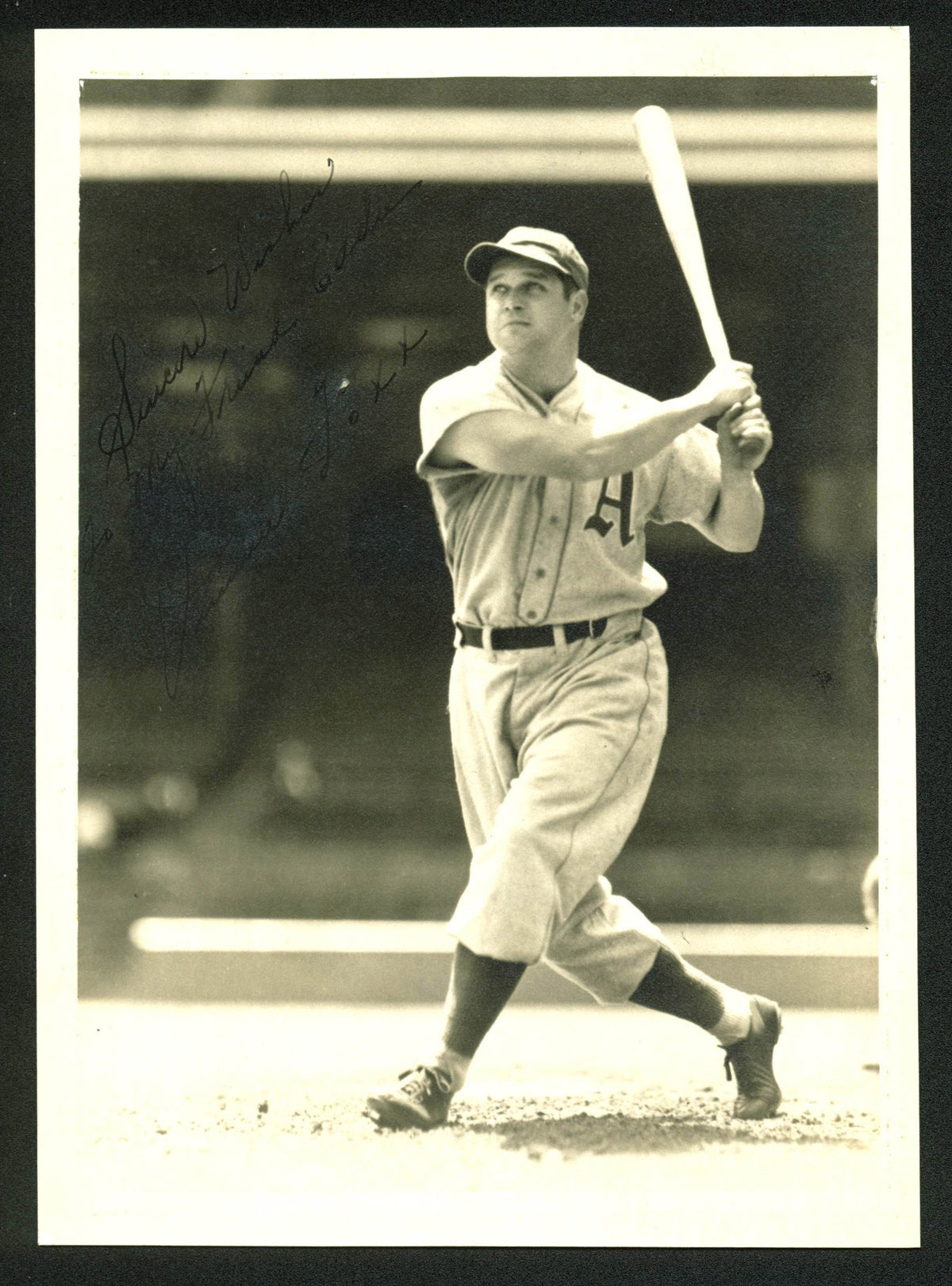 Jimmie Foxx "Sincere Wishes" Signed 5.5x7.5 Geo Burke Sepia Photo JSA #Z30198