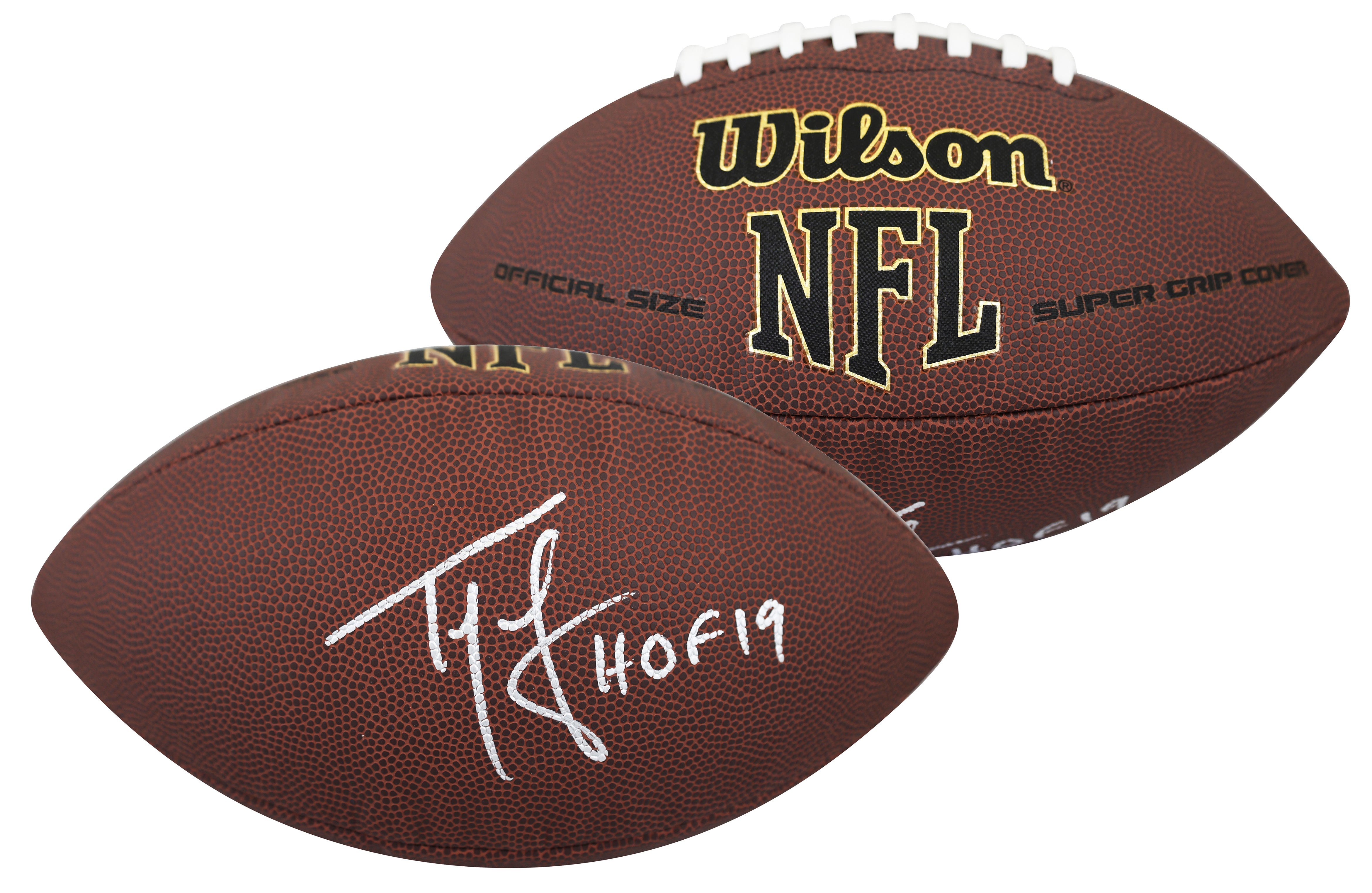 Patriots Ty Law "HOF 2019" Signed Wilson Super Grip Nfl Football BAS Witnessed