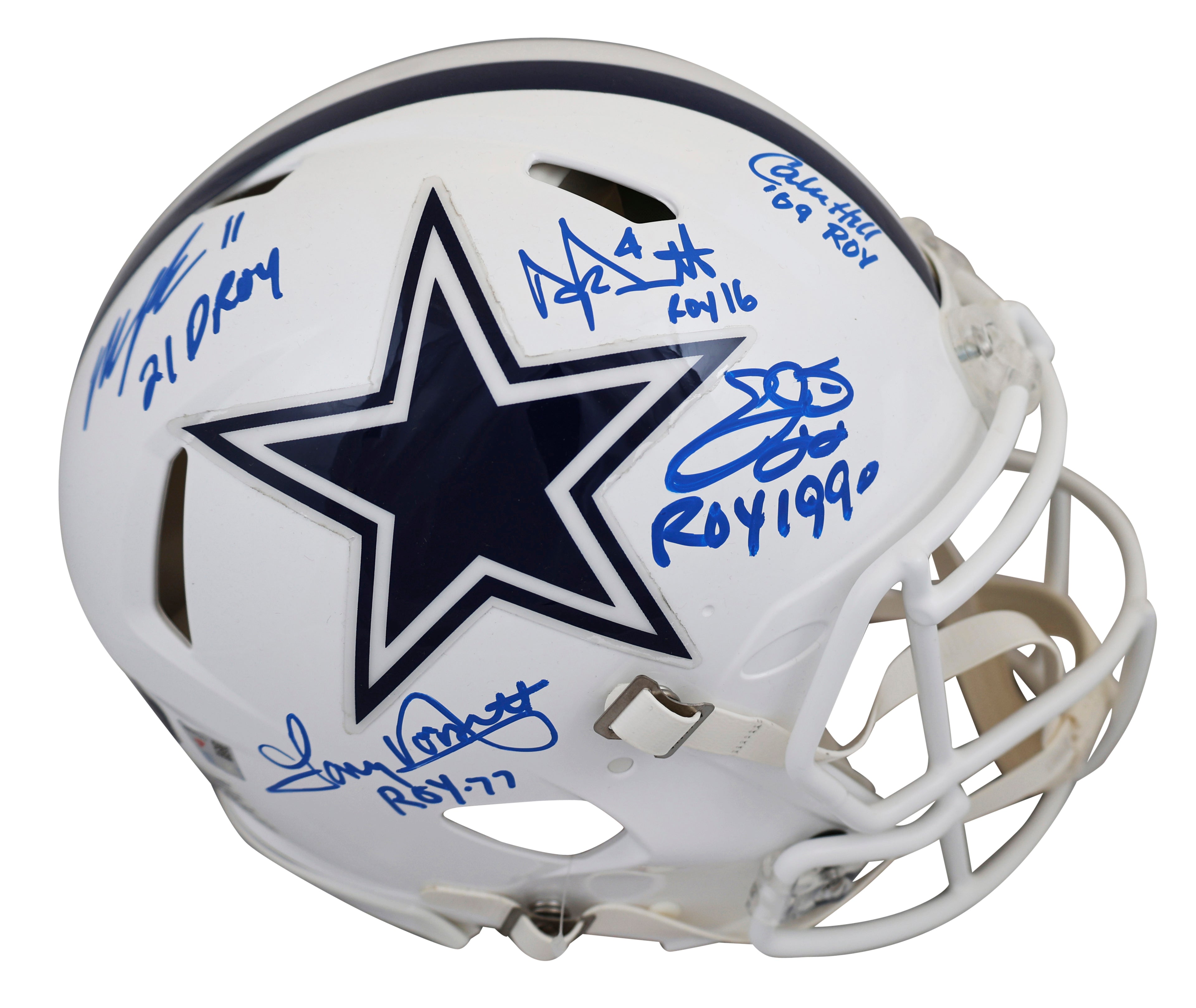 Cowboys ROYs (5) Smith, Prescott +3 Signed 22 Alt F/S Speed Proline Helmet BAS W