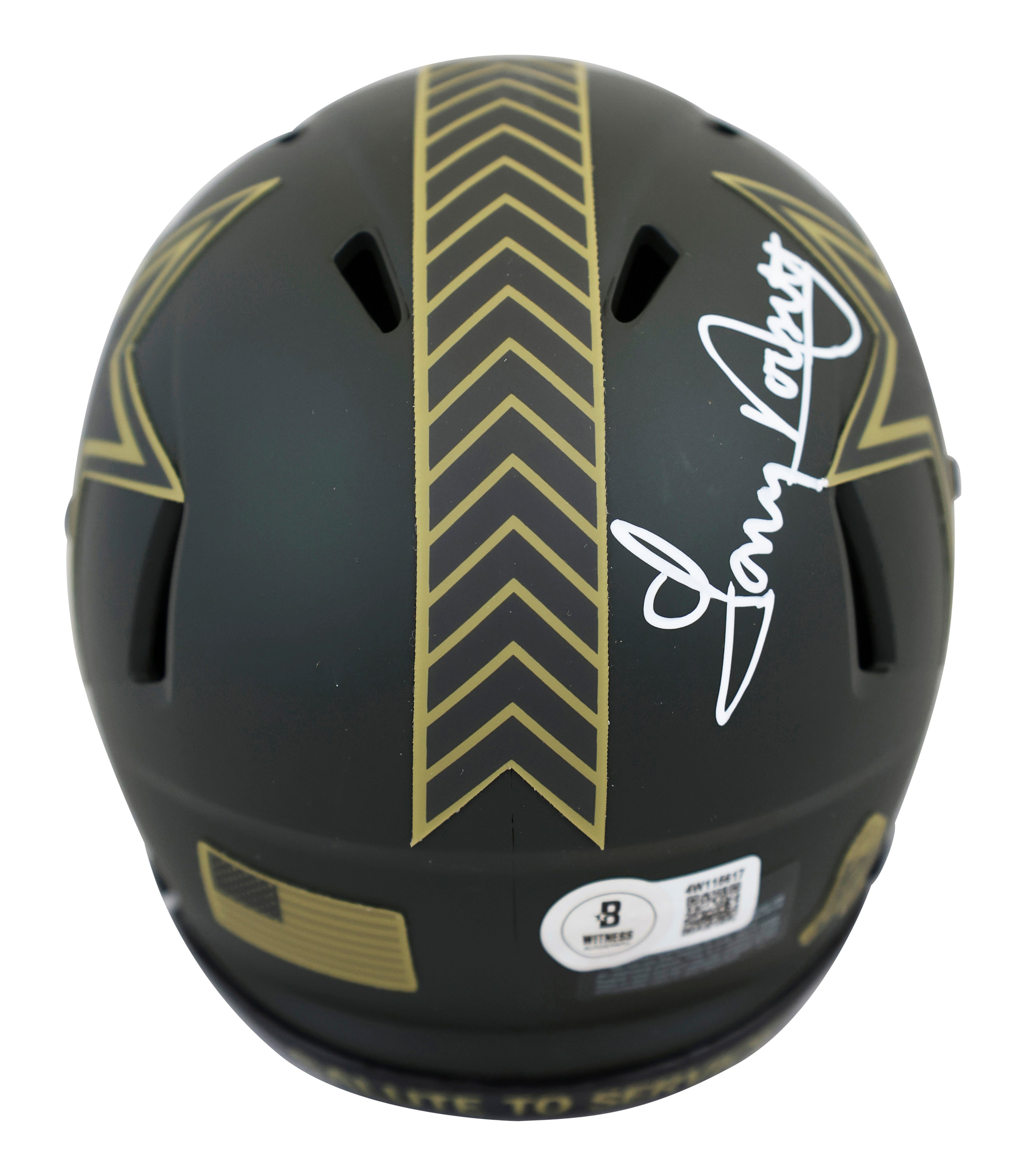 Cowboys Tony Dorsett Signed Salute to Service IV Speed Mini Helmet W/ Case BAS W