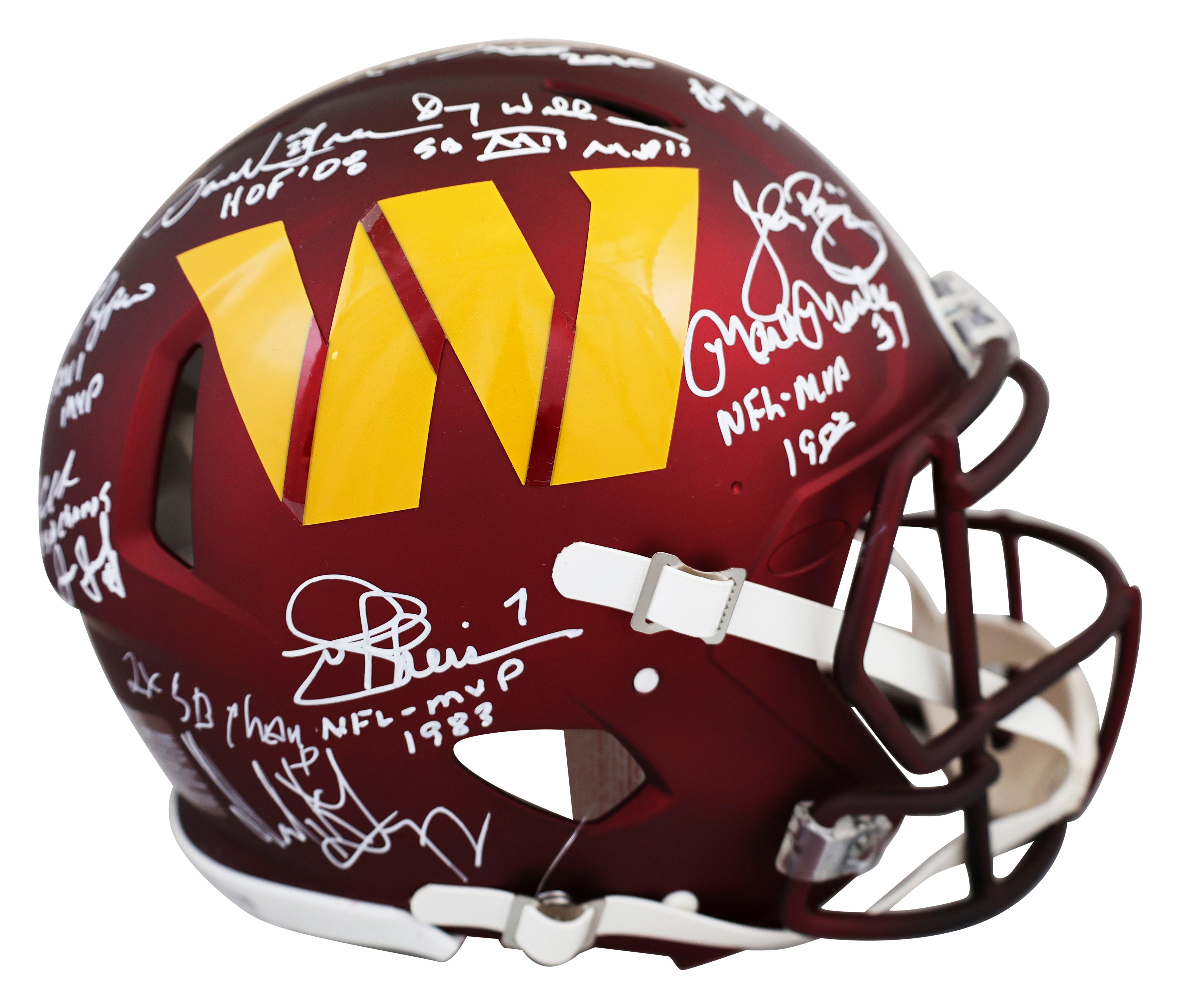 Washington (11) Green, Riggins +8 Signed F/S Speed Proline Helmet W/ Case BAS