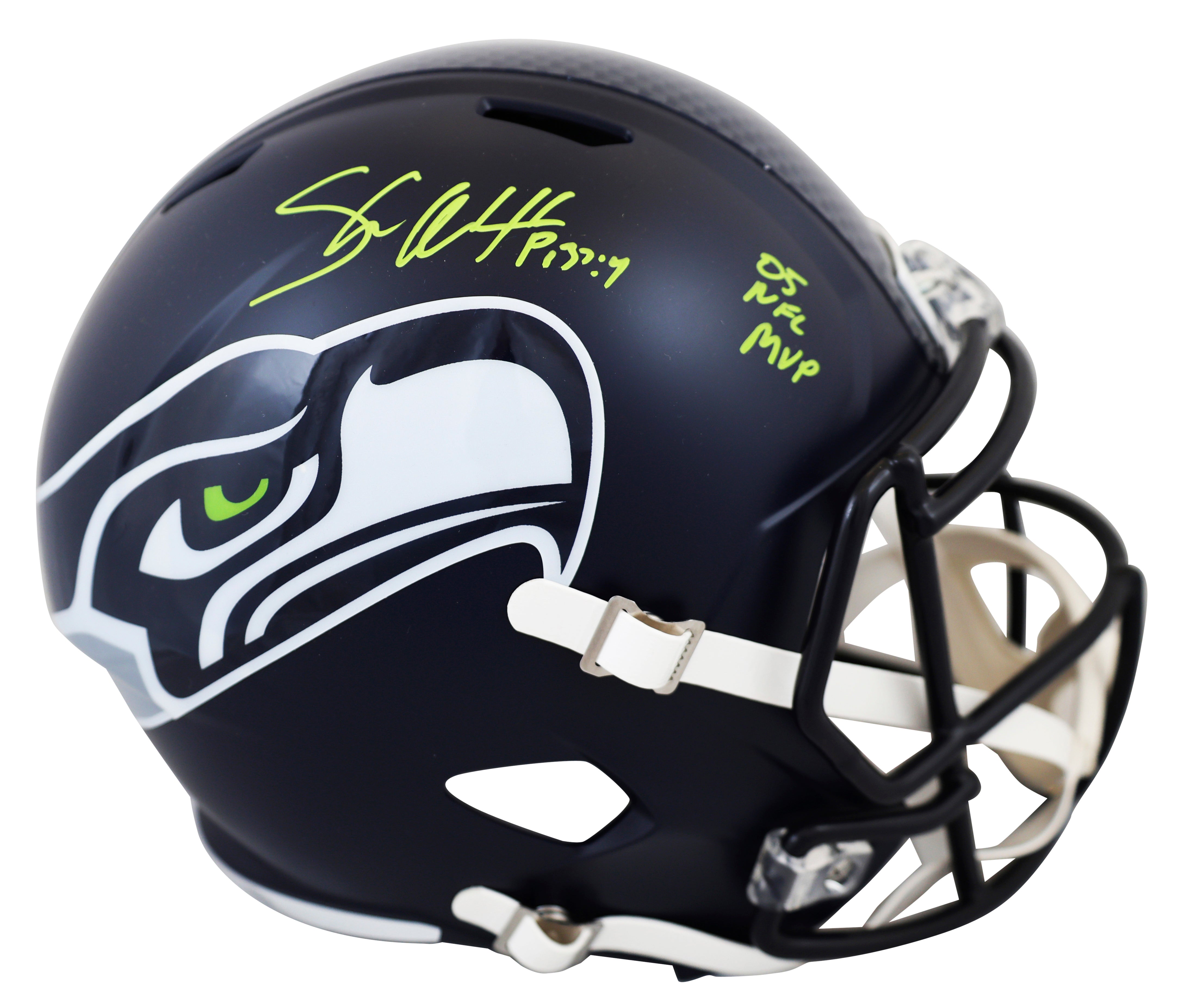 Seahawks Shaun Alexander "NFL MVP 2005" Signed Full Size Speed Rep Helmet BAS W