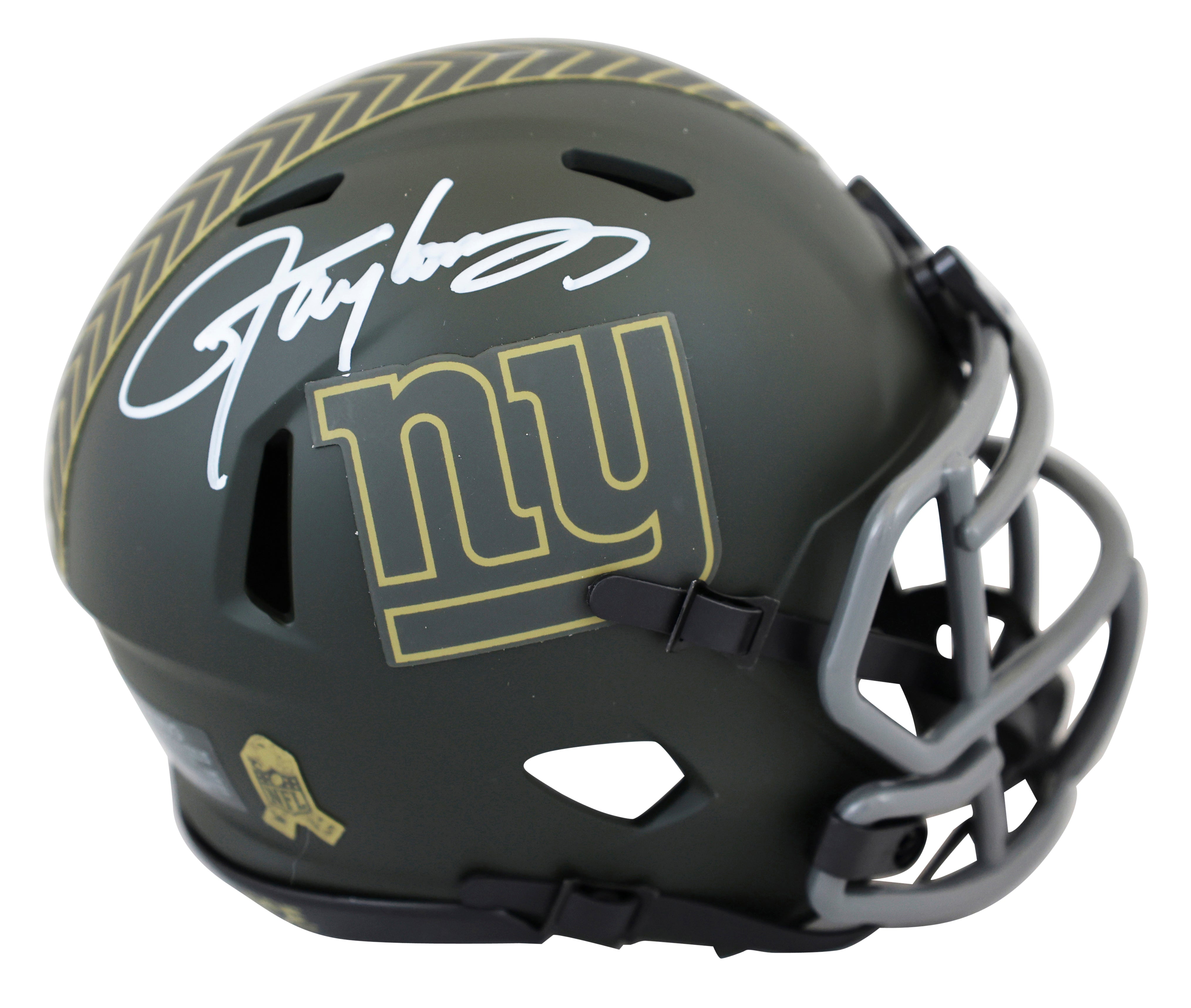 Giants Lawrence Taylor Signed STS IV Speed Mini Helmet W/ Case BAS Witnessed