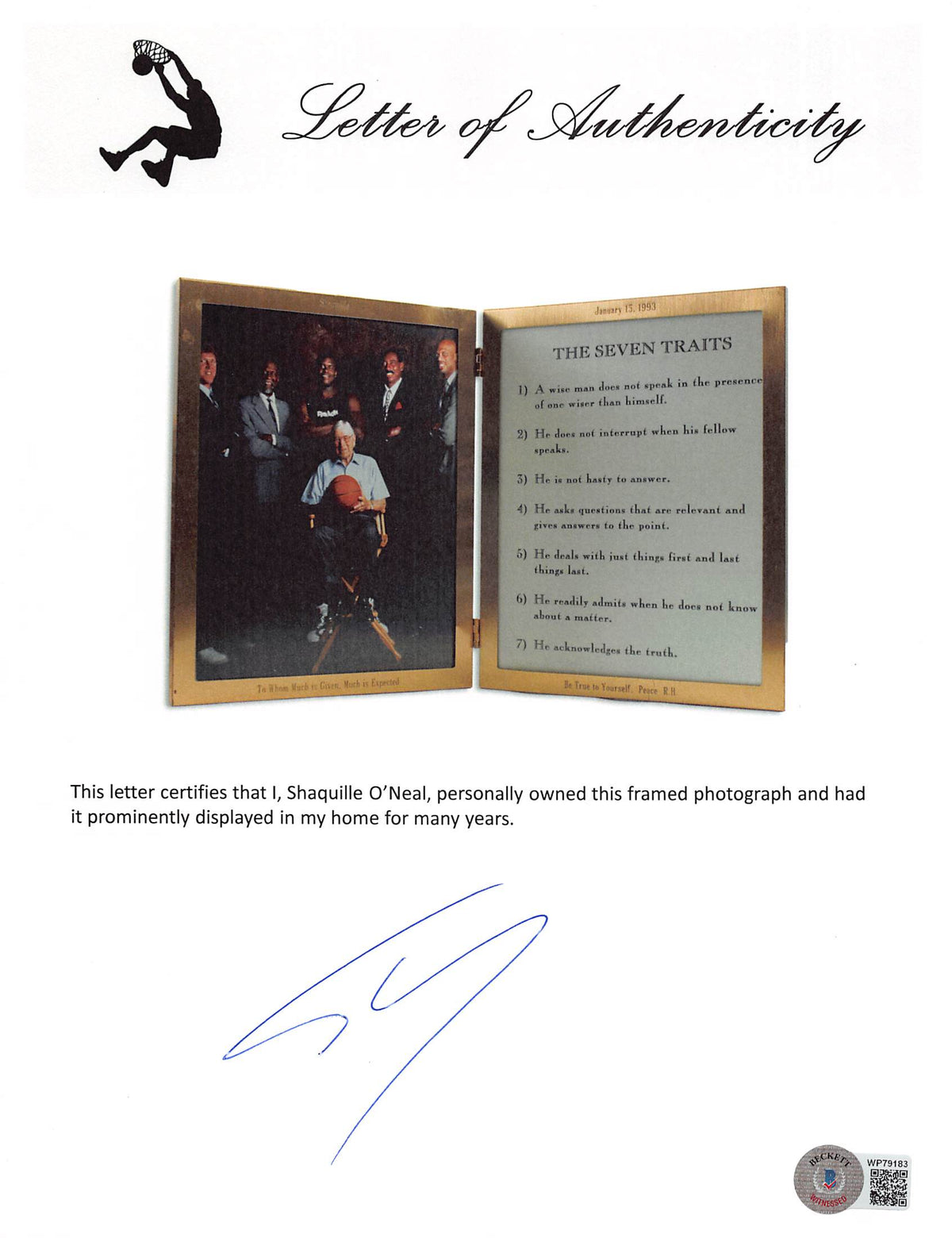 Shaquille O'Neal 1993 8x10 Framed Photo Display Un-signed