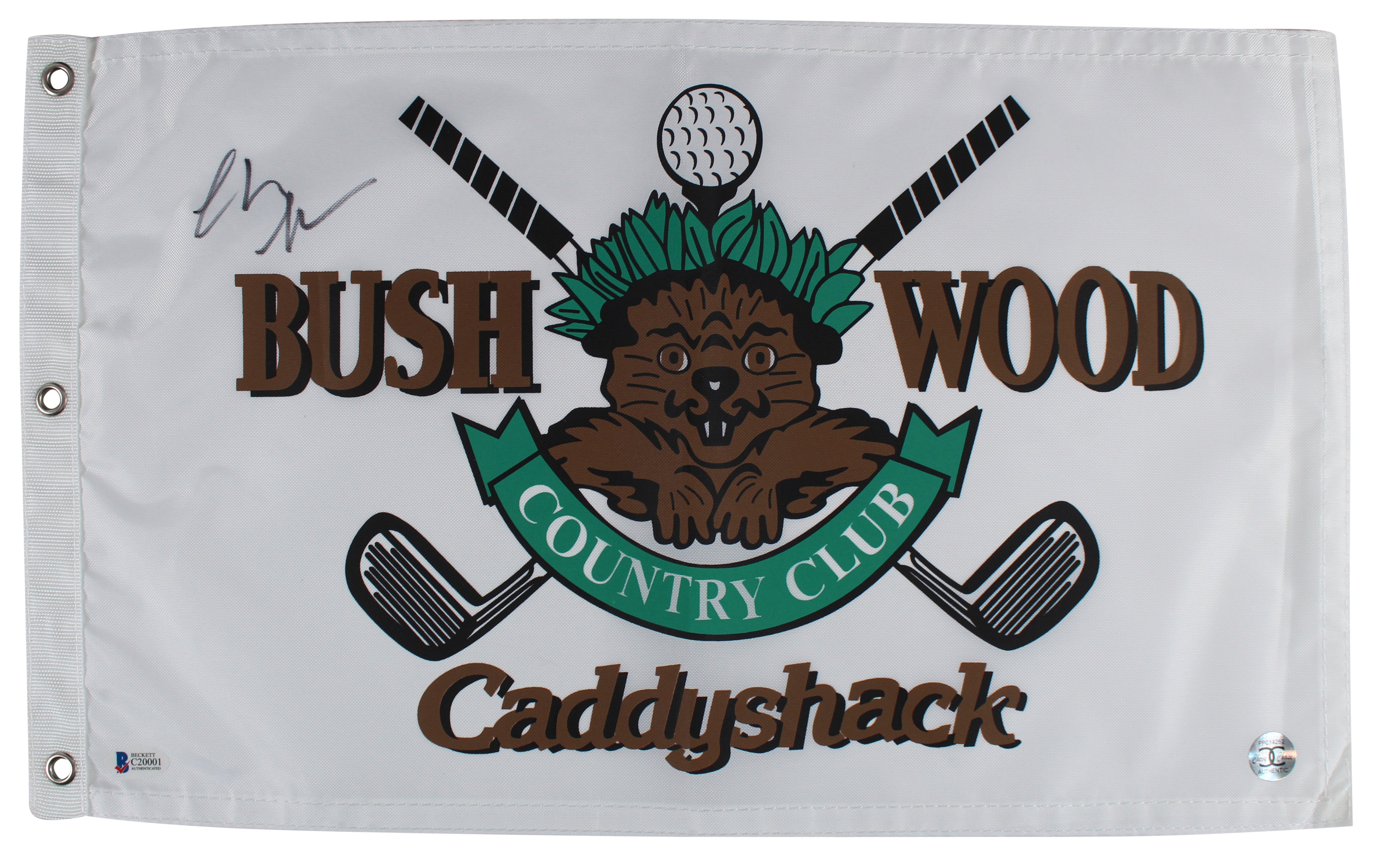 Chevy Chase Caddyshack Authentic Signed Bushwood Country Club Flag BAS #C20001