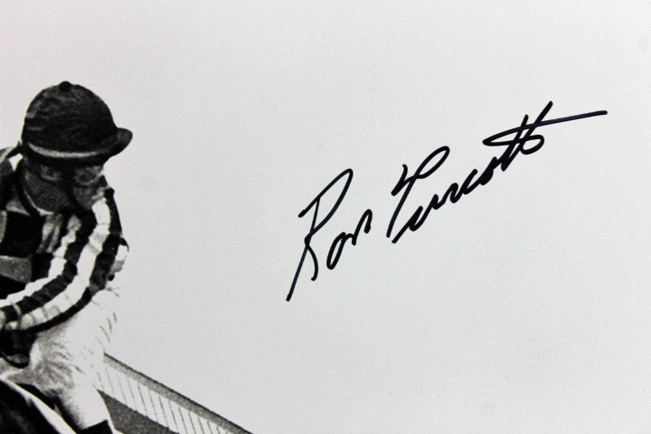 Ron Turcotte 1973 Belmont Stakes Secretariat Signed 16X20 B&W Photo PSA/DNA