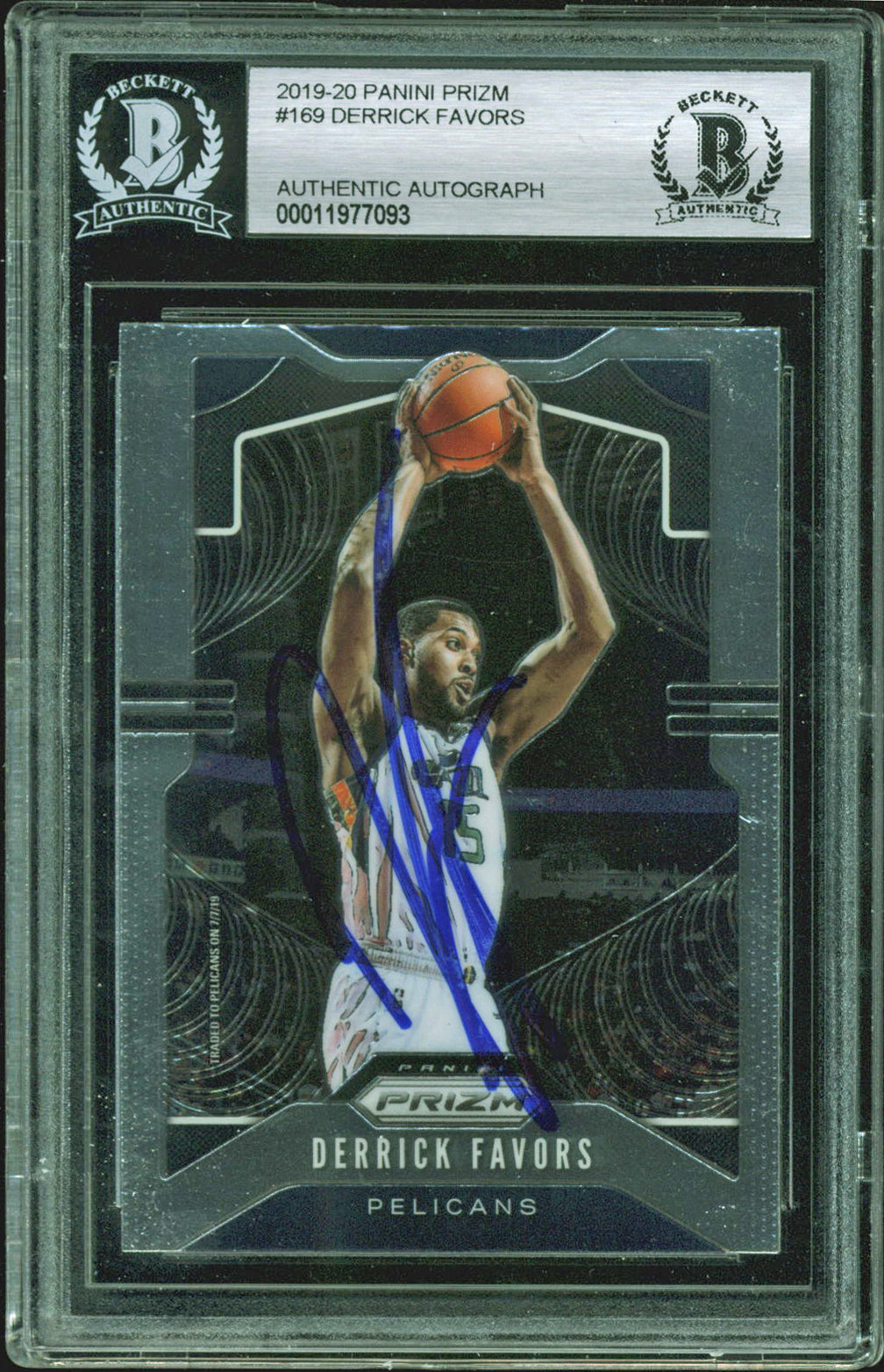 Jazz Derrick Favors Authentic Signed 2019 Panini Prizm #169 Card BAS Slabbed