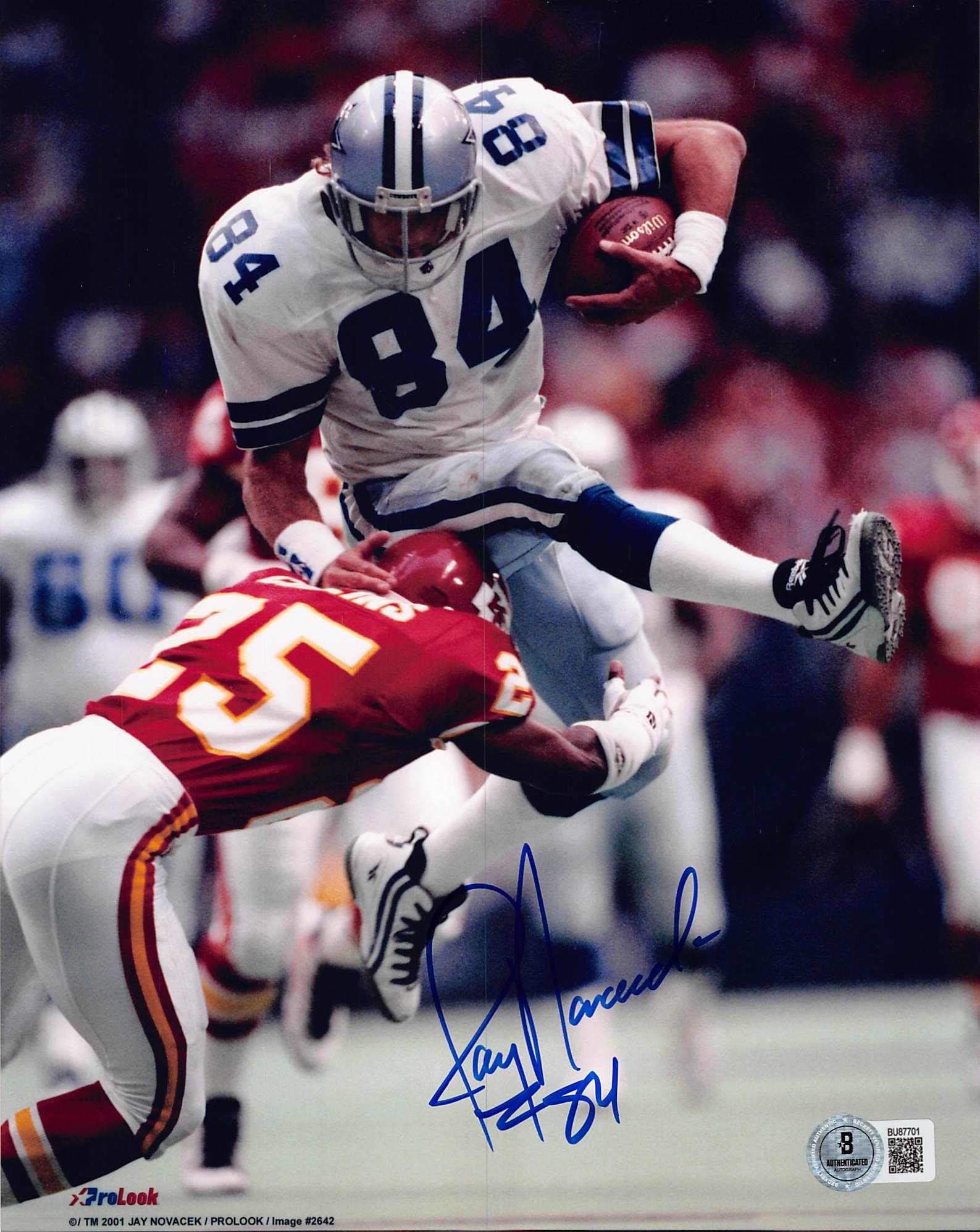 Cowboys Jay Novacek Authentic Signed 8x10 Vertical Hurdle Photo Autographed BAS