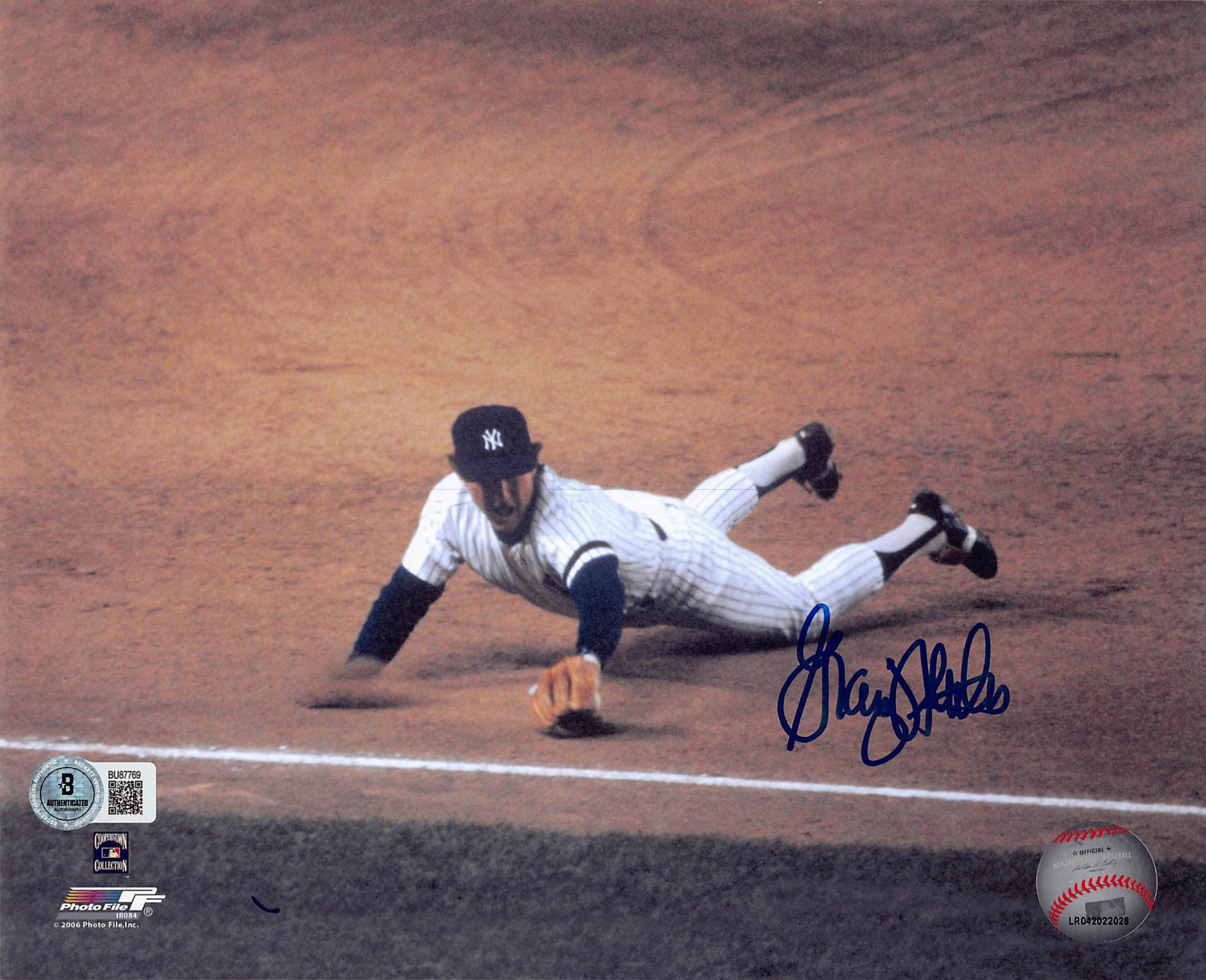 Yankees Graig Nettles Authentic Signed 8x10 Horizontal Diving Photo BAS