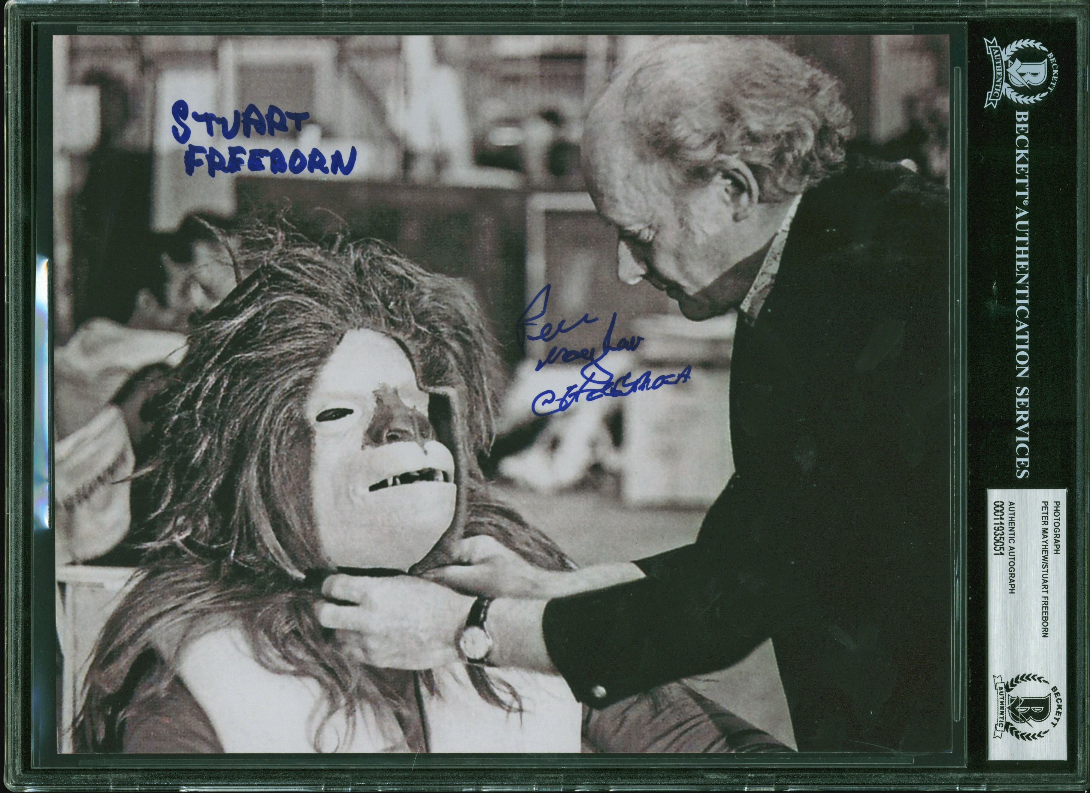 Peter Mayhew & Stewart Freeborn Star Wars Authentic Signed 8x10 Photo BAS Slab 1