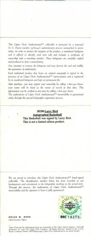 Celtics Larry Bird Authentic Signed Spalding Basketball UDA #Bac19370
