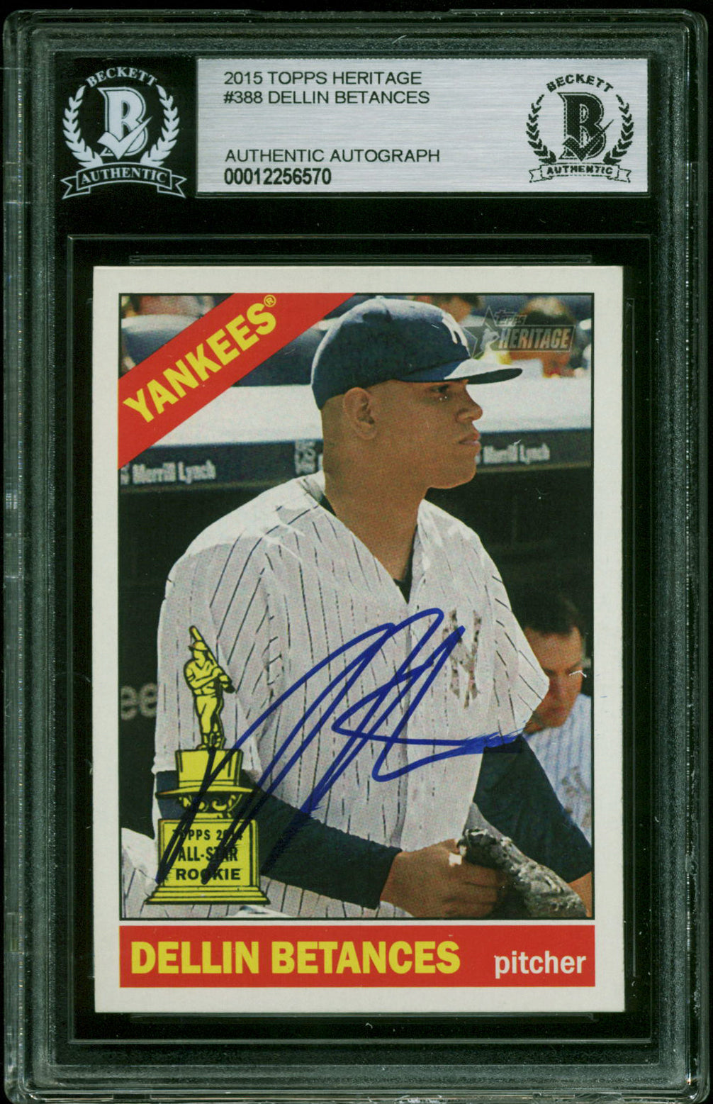 Yankees Dellin Betances Authentic Signed 2015 Topps Heritage #388 Card BAS Slab